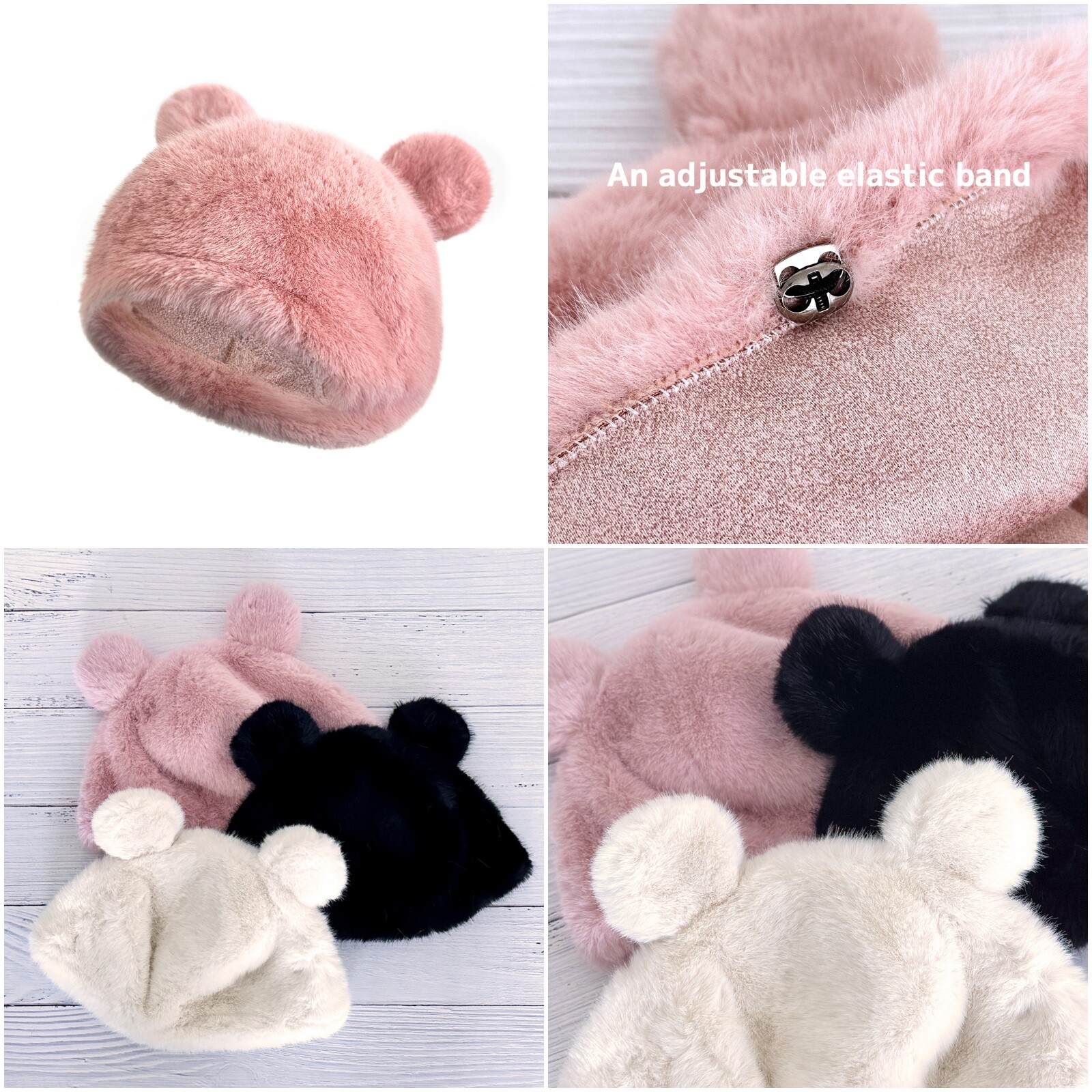 Wrapables Faux Fur Fluffy Bear Ears Winter Beanie Hat