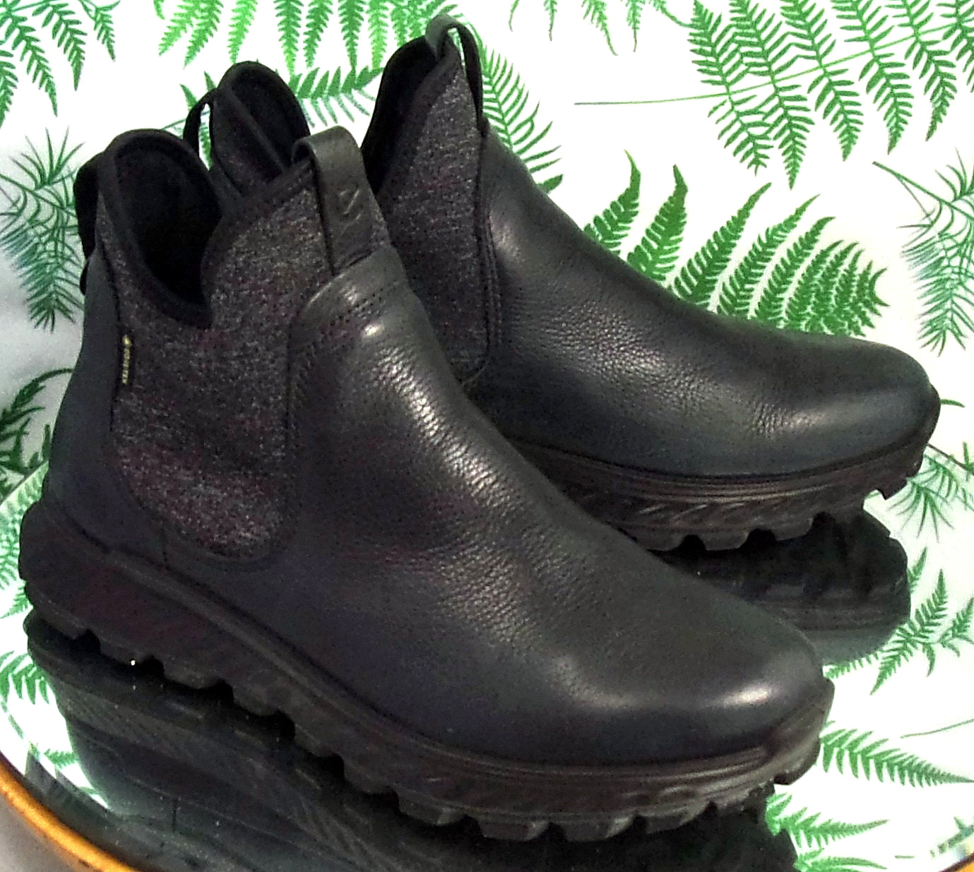 ECCO EXOSTRIKE GTX BLACK LEATHER ANKLE BOOTS WATERPROOF SHOES US WOMENS SZ 6