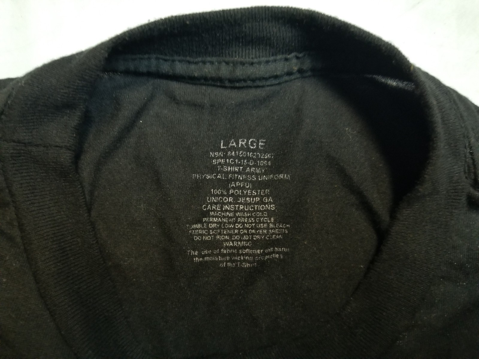 US Military Army Physical Fitness Uniform Short Sleeve Shirt Black Large EXC