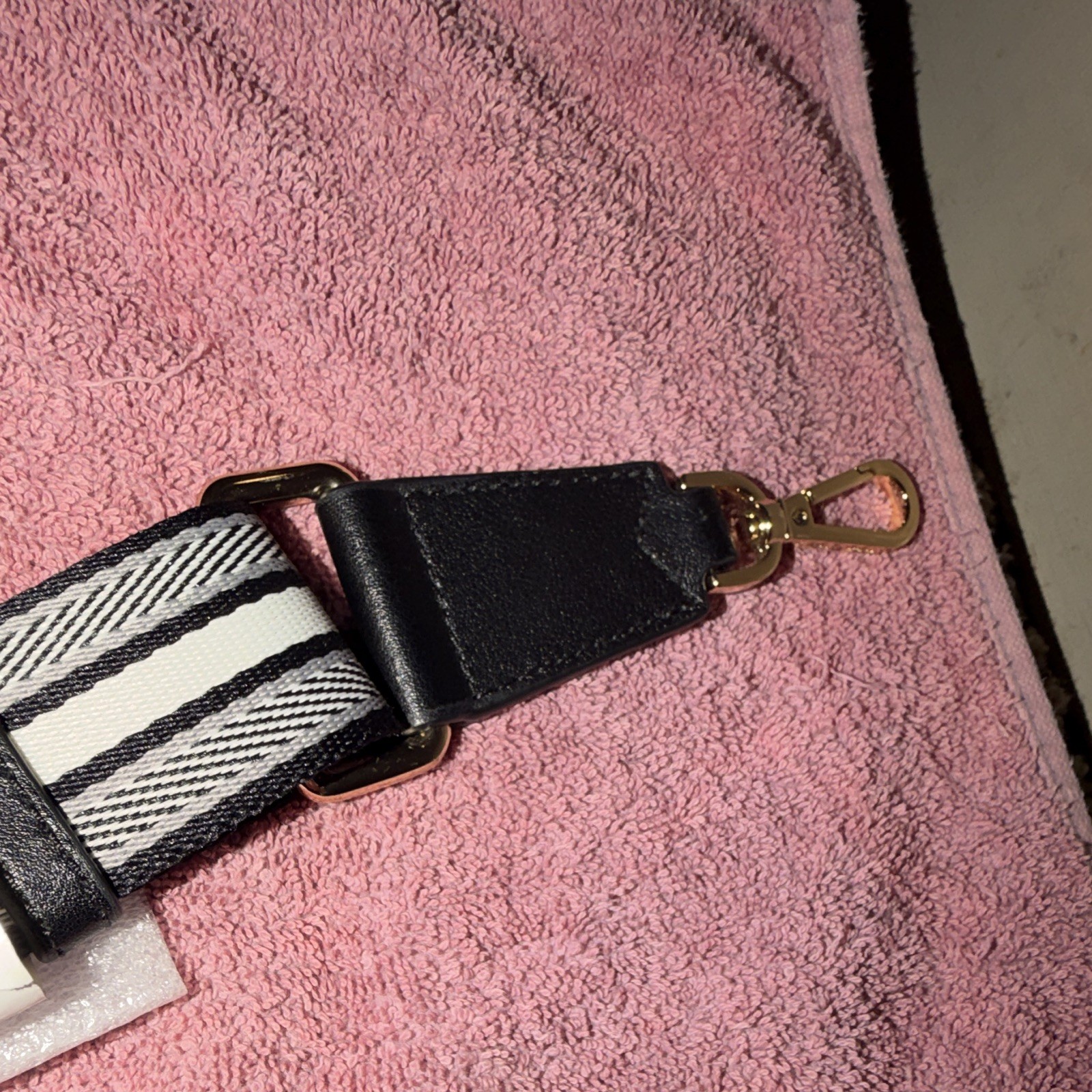 Adjustable Detachable Black & White Striped Handbag Strap, Women’s Buckle