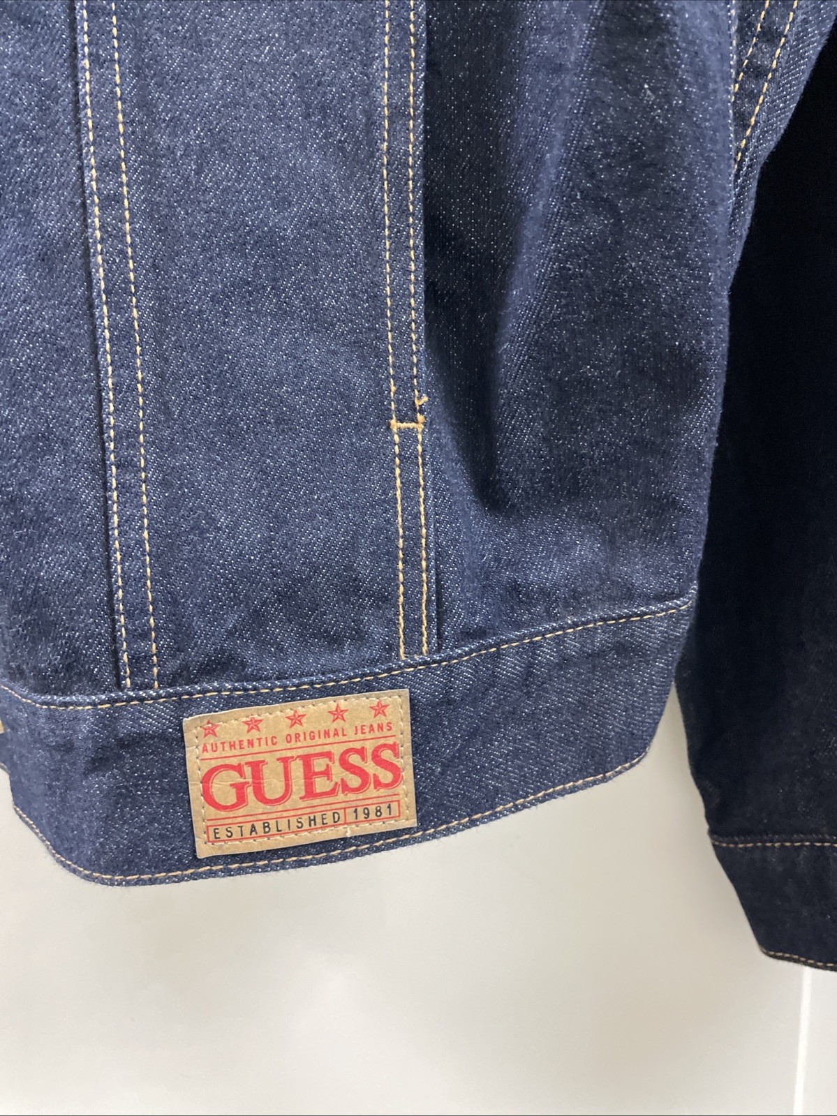 Men’s Guess Blue Denim Jacket Button up Size 2XL Excellent Condition