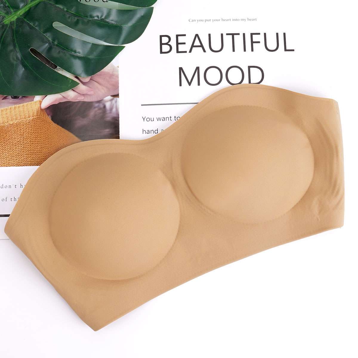 Women Strapless Padded Bra Tube Top Seamless Bandeau Bralette Stretch Underwear