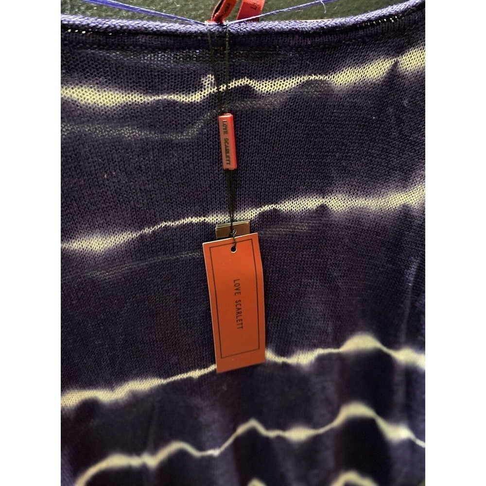 Love Scarlet Sweater Long Sleeve Womens M Medium Asymmetrical Hem Tie Dye Stripe