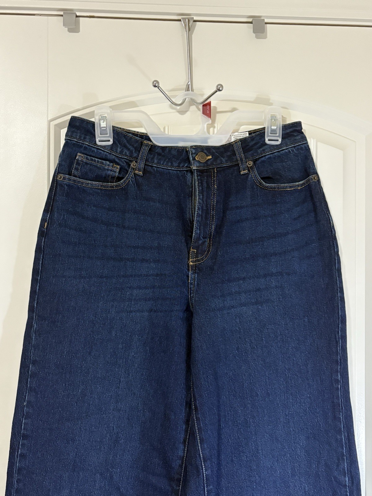 Time and Tru Women’s Dark Wash Wide-Leg Blue Denim Jeans 5-Pocket, High Rise, 16