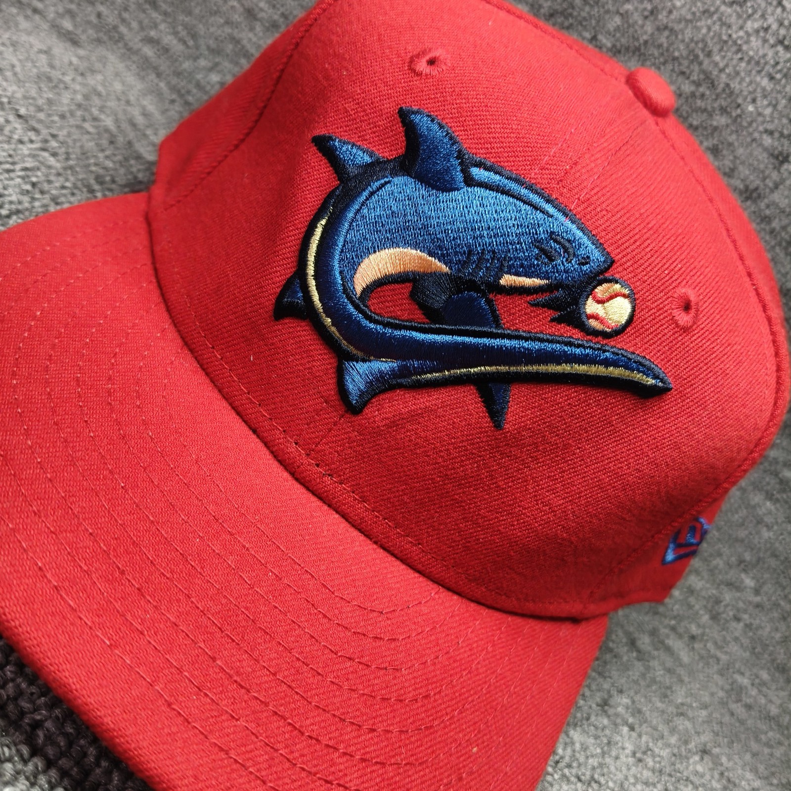 New Era Wilmington Sharks 59FIFTY Fitted Red Flat Brim Hat 7 1 4