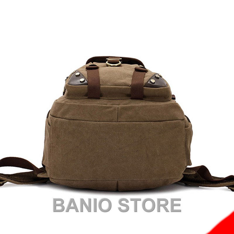 KAUKKO Men Canvas Backpack Rucksack Bag Camping Travel School Satchel Outdoor