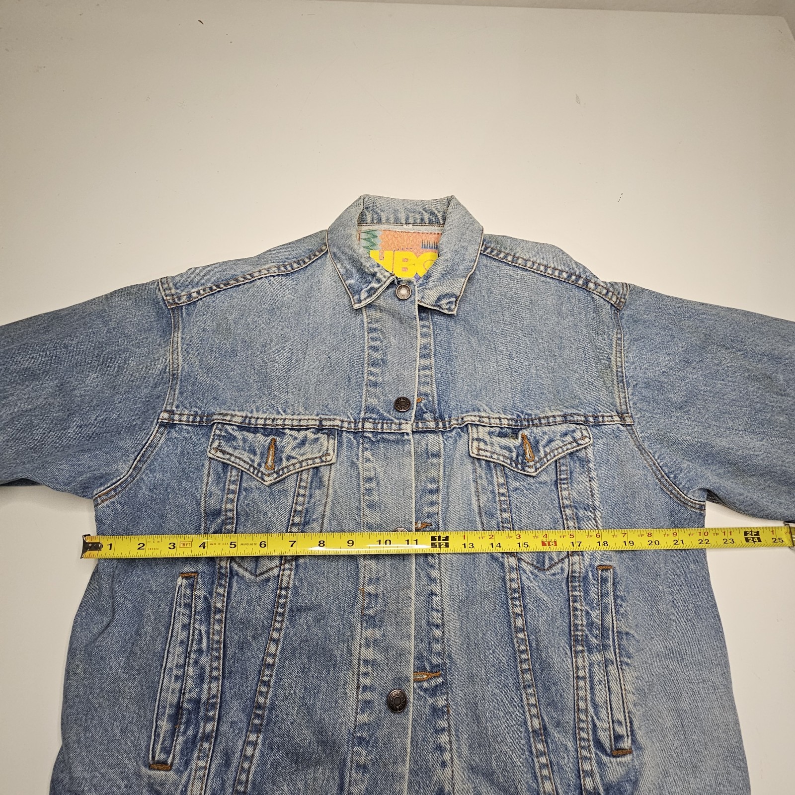 Vintage 80s 90s HBO Patchwork Jean Denim Jacket Med Pop Art Prime Time Short