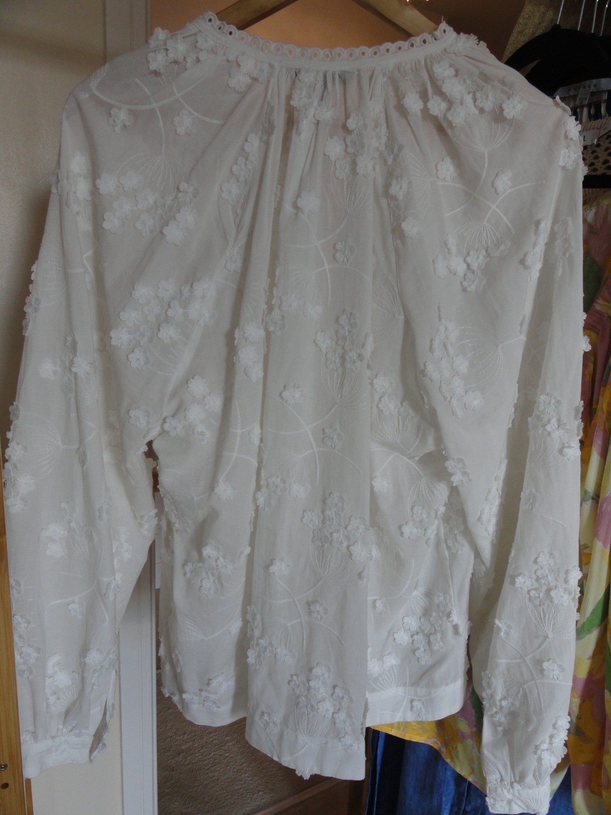 NEXT 100% COTTON WHITE EMBROIDERED BLOUSE SHIRT WOMEN’s Size 18 Eu46 NWOT FLOWER