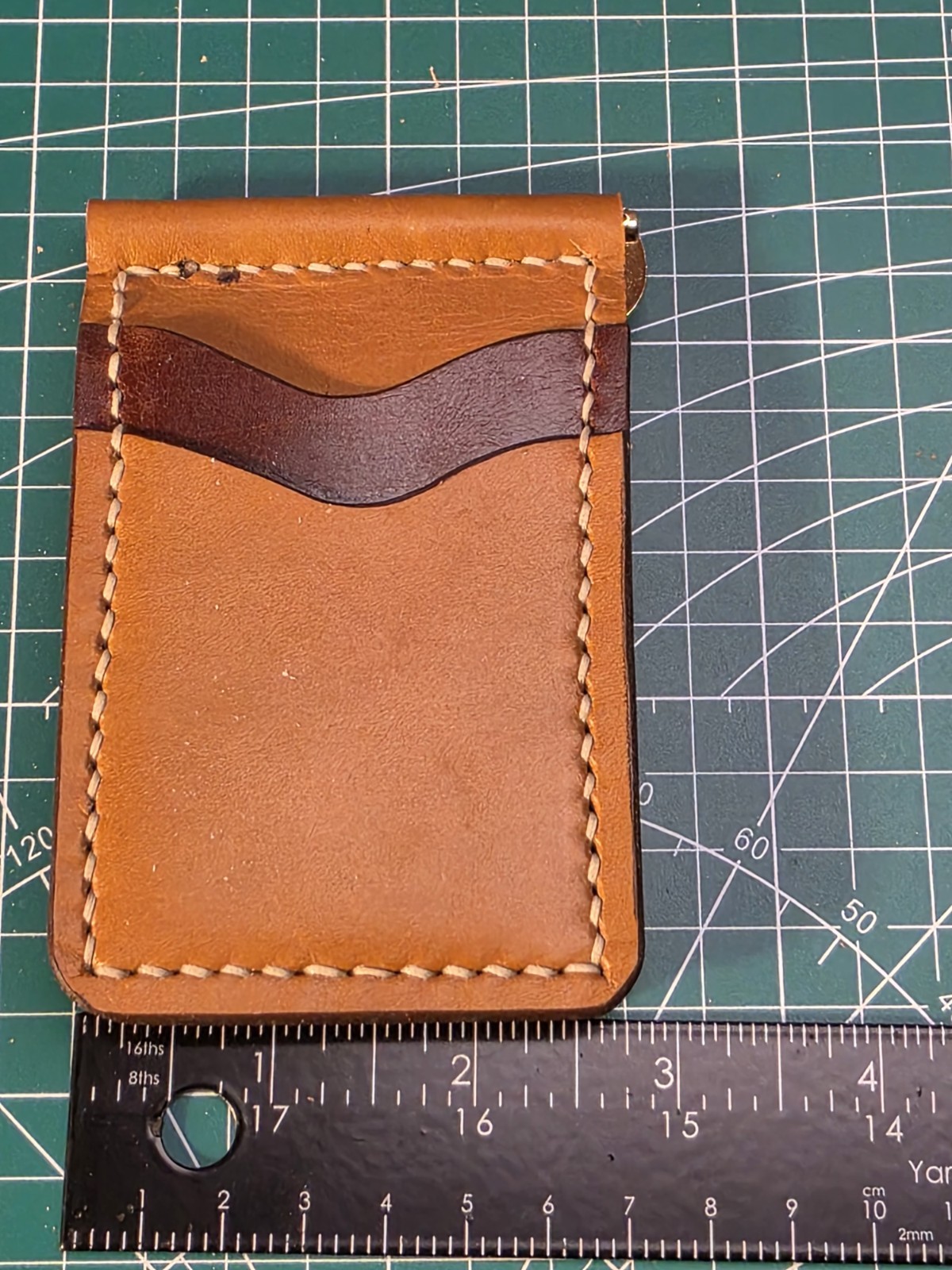 Hand Made Full Grain Leather Money Clip Hold 8 Cards.