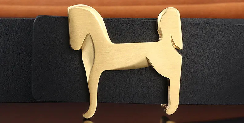 Genuine Leather Belt 3.8cm Slide Buckle Stainless Steel Horse Men Waistband