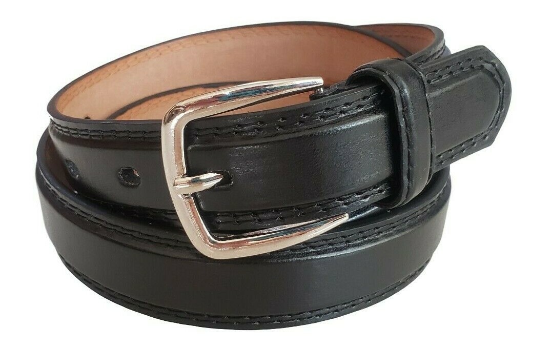 Men’s Leather Casual Dress Plain Black Belt Silver Buckle Size M / L / XL / XXL