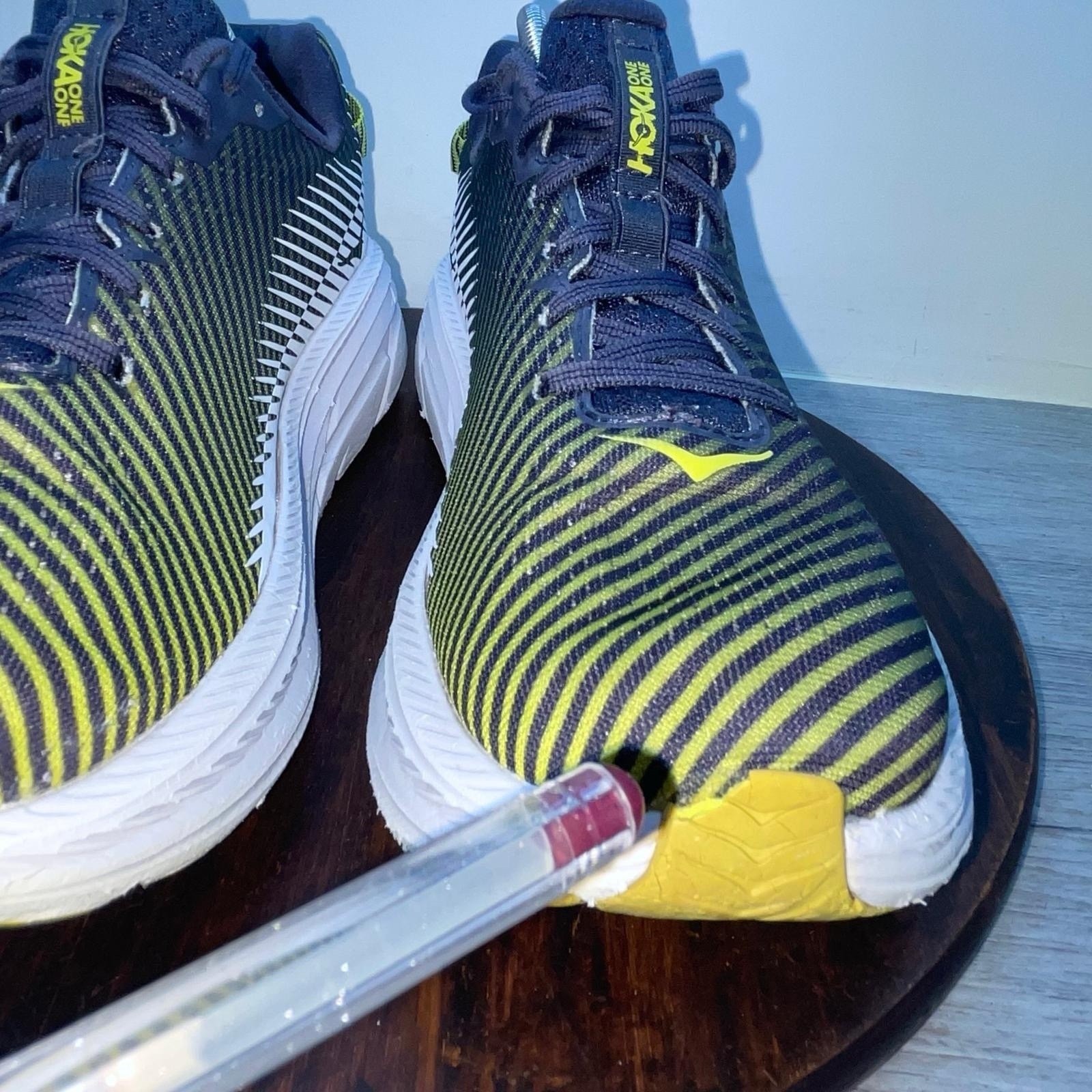 Hoka One Men’s Rincon 2 Road Running Shoes Odyssey Gray White Yellow Size 9.5