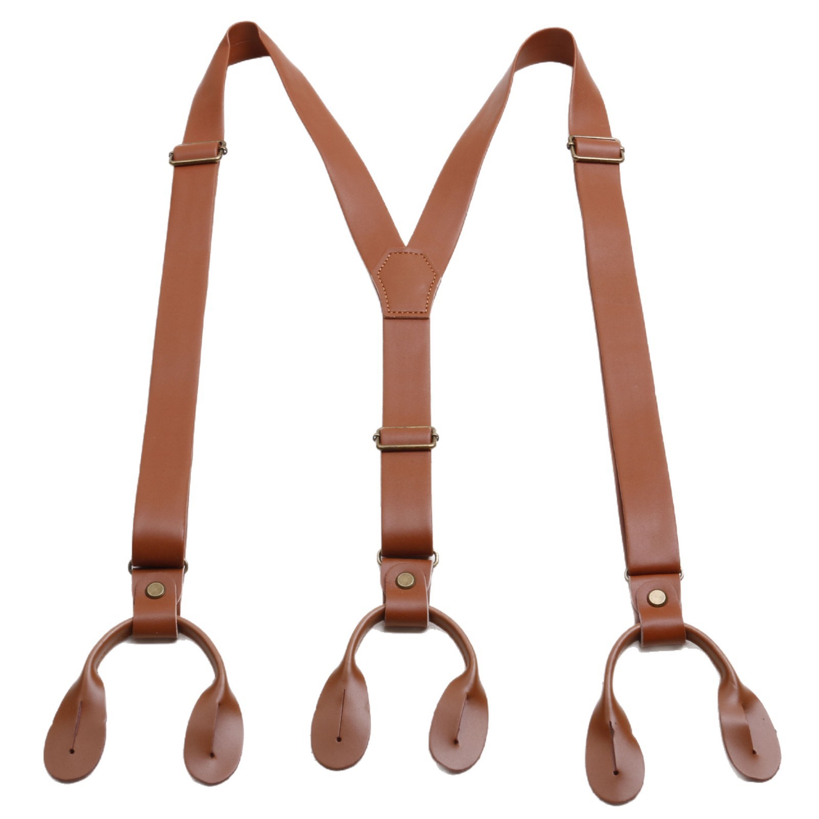 Adjustable Soft leather shoulder belt button style design mens Suspenders