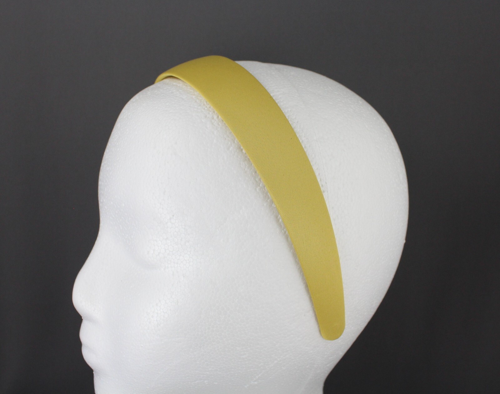 Yellow classic style basic satin fabric covered headband hair band 1 1/8″ wide