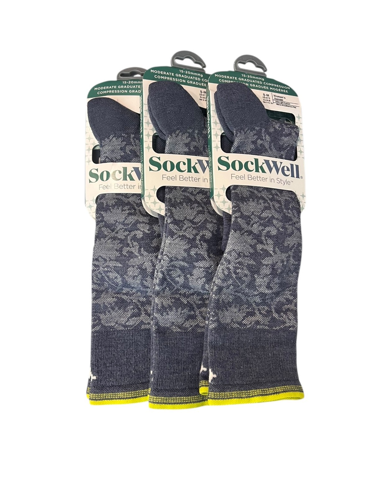 Sockwell women’s Damask Moderate Graduated Compression Socks 3 Pk. SZ S-M 4-7.5