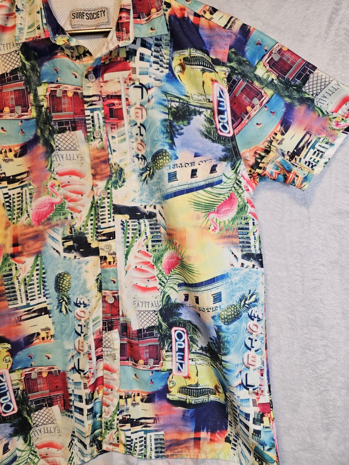 Surf Society Men’s Shirt Sz XL Button-Down Coastal Tropical Casual Fishing Beach