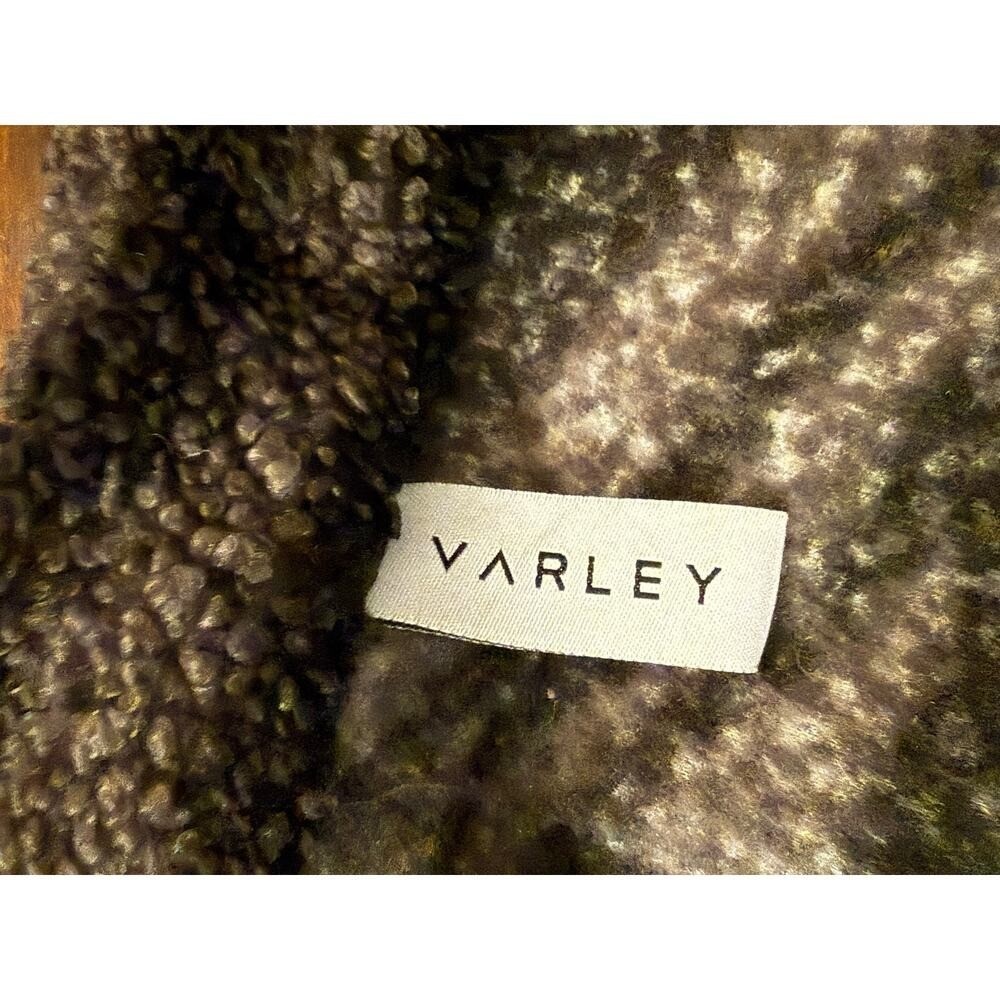 Varley Womens Zebra Print Fleece Zip Jacket Size M Grey Black Cozy Athleisure