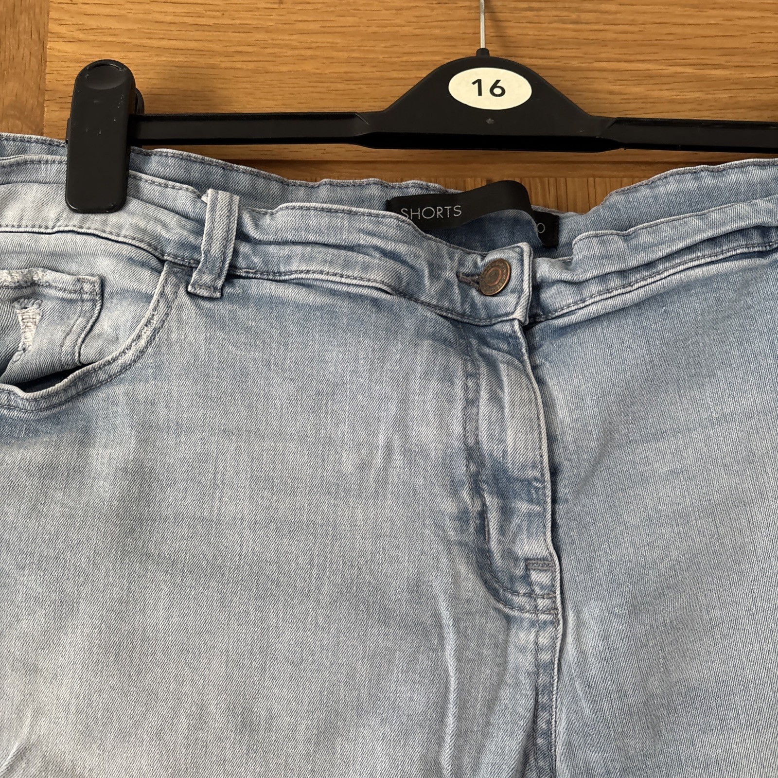 Next Light Wash Distressed Denim Shorts Size 20