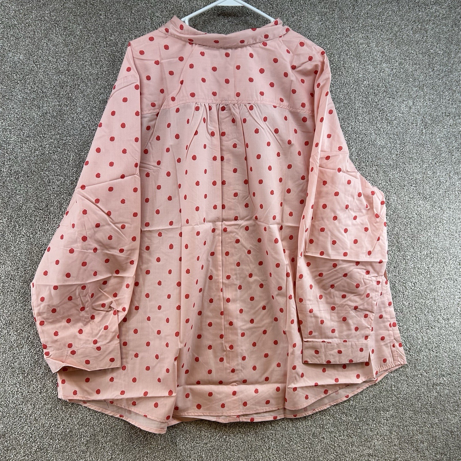 NWOT Roman’s Women’s Button Front Shirt Size 34W Pink Red Polka Dot Blouse Plus