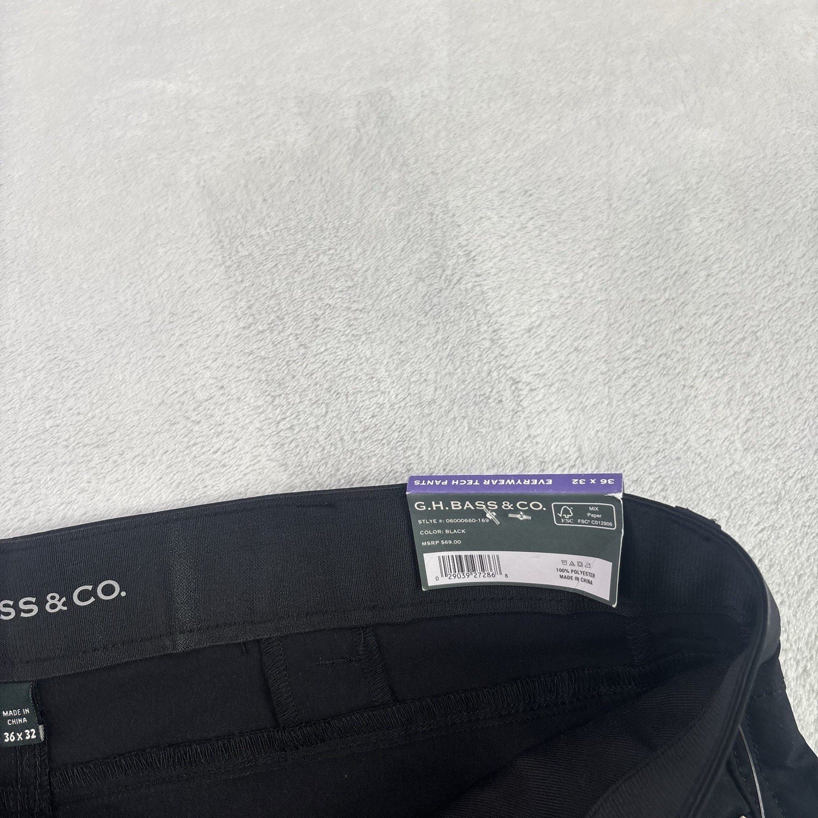 GH Bass & Co Everywhere Tech Pants Black Men’s Waist 36″ x 32″ Inseam NWT