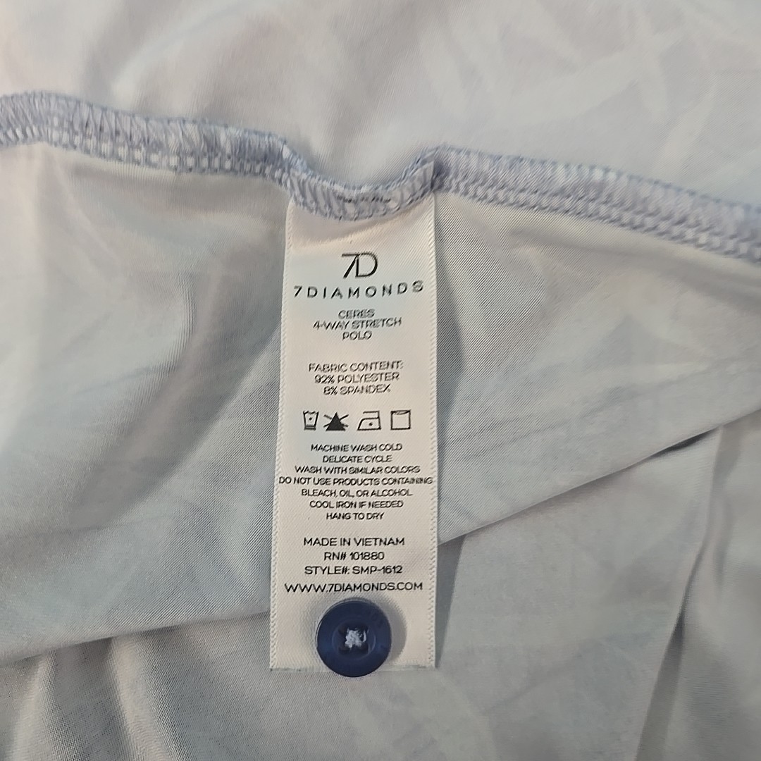 7D 7 Diamonds Polo Shirt Men’s Size XXL Hawaiian Print Golf Blue and Gray Casual