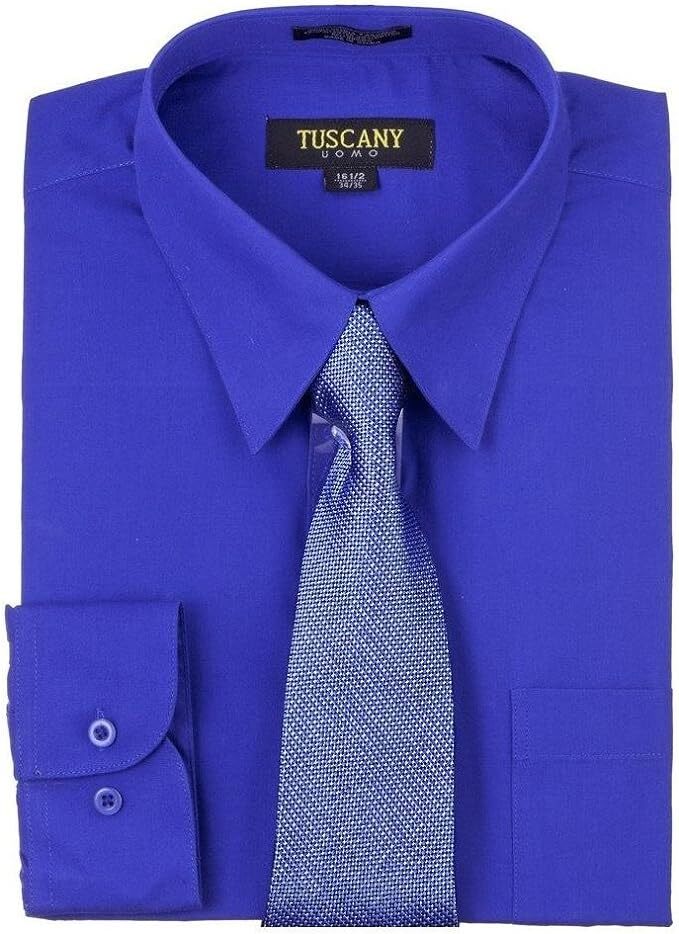 Men’s Dress Shirts With Matching (Random design) Tie Set Cotton Blend Shirt Set