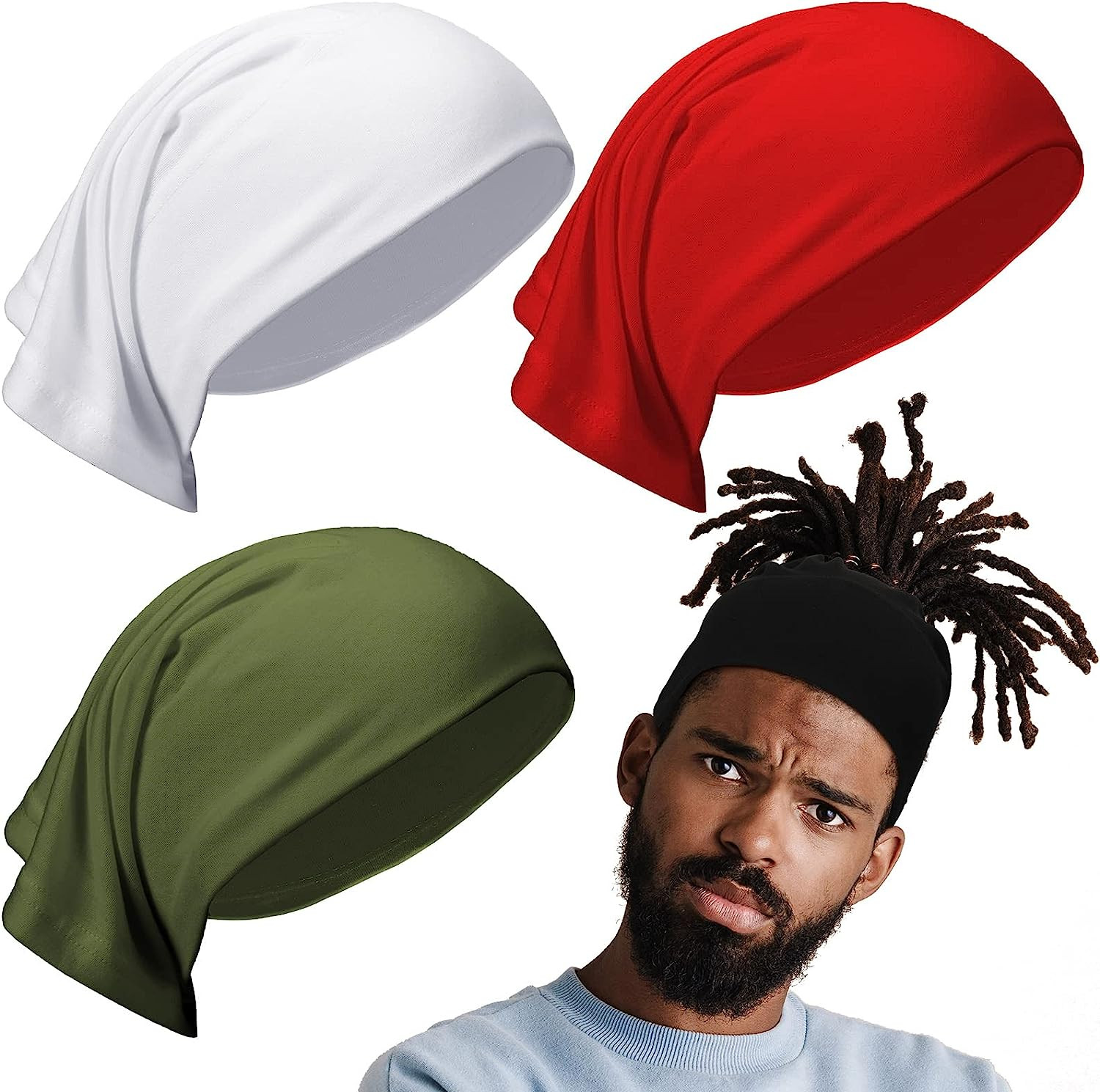 4 Pcs Dreadlocks Tube Sock Wide Elastic Headband Loc Cap Long Hair Dreads Head W