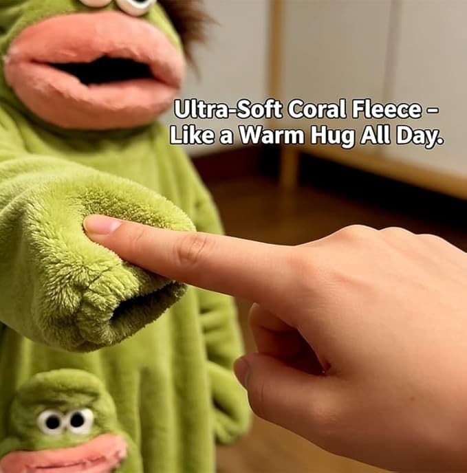 Dramatic Green Puppet Mascot Costume Big Mouth Character Halloween Party Suit