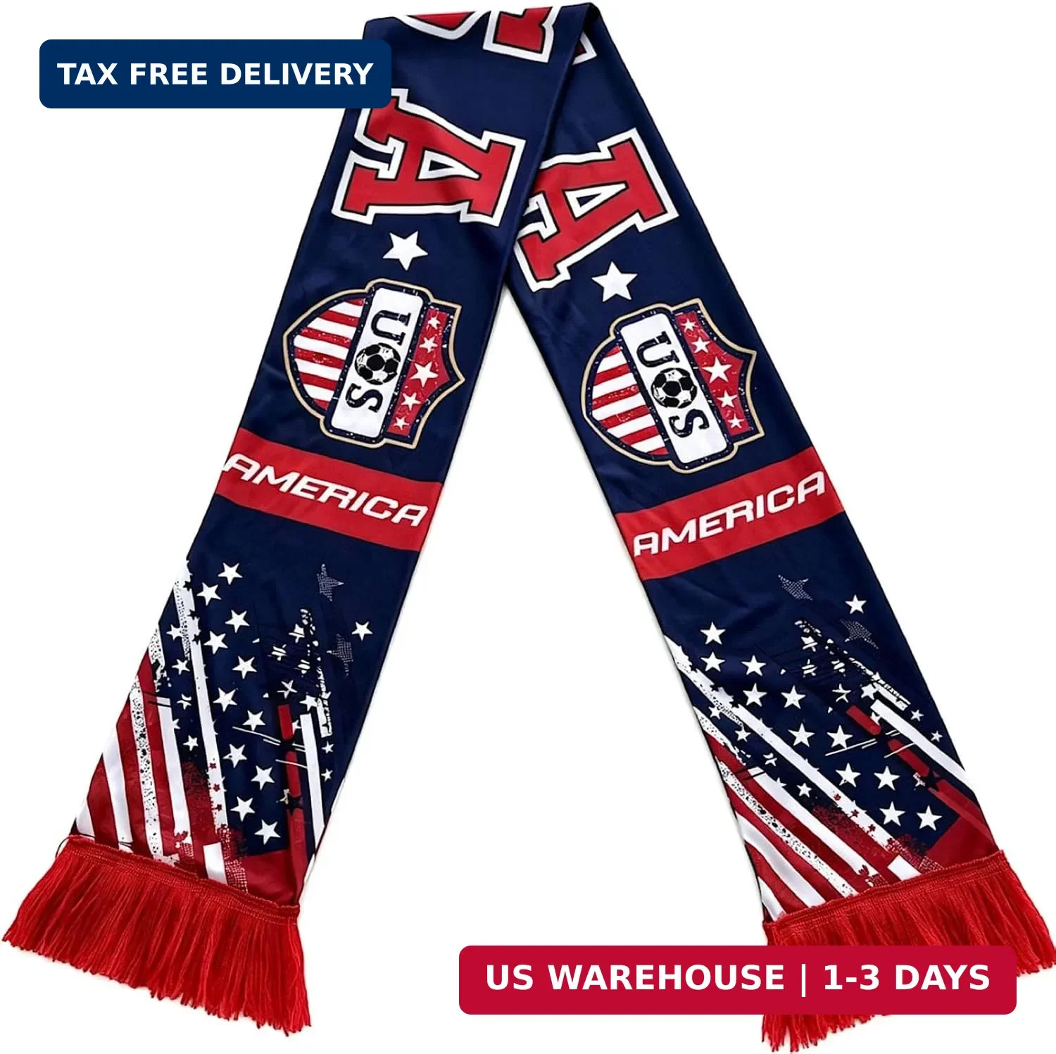 USA Soccer Fan Scarf, America Team Supporter-Sided for 2026 World Cup