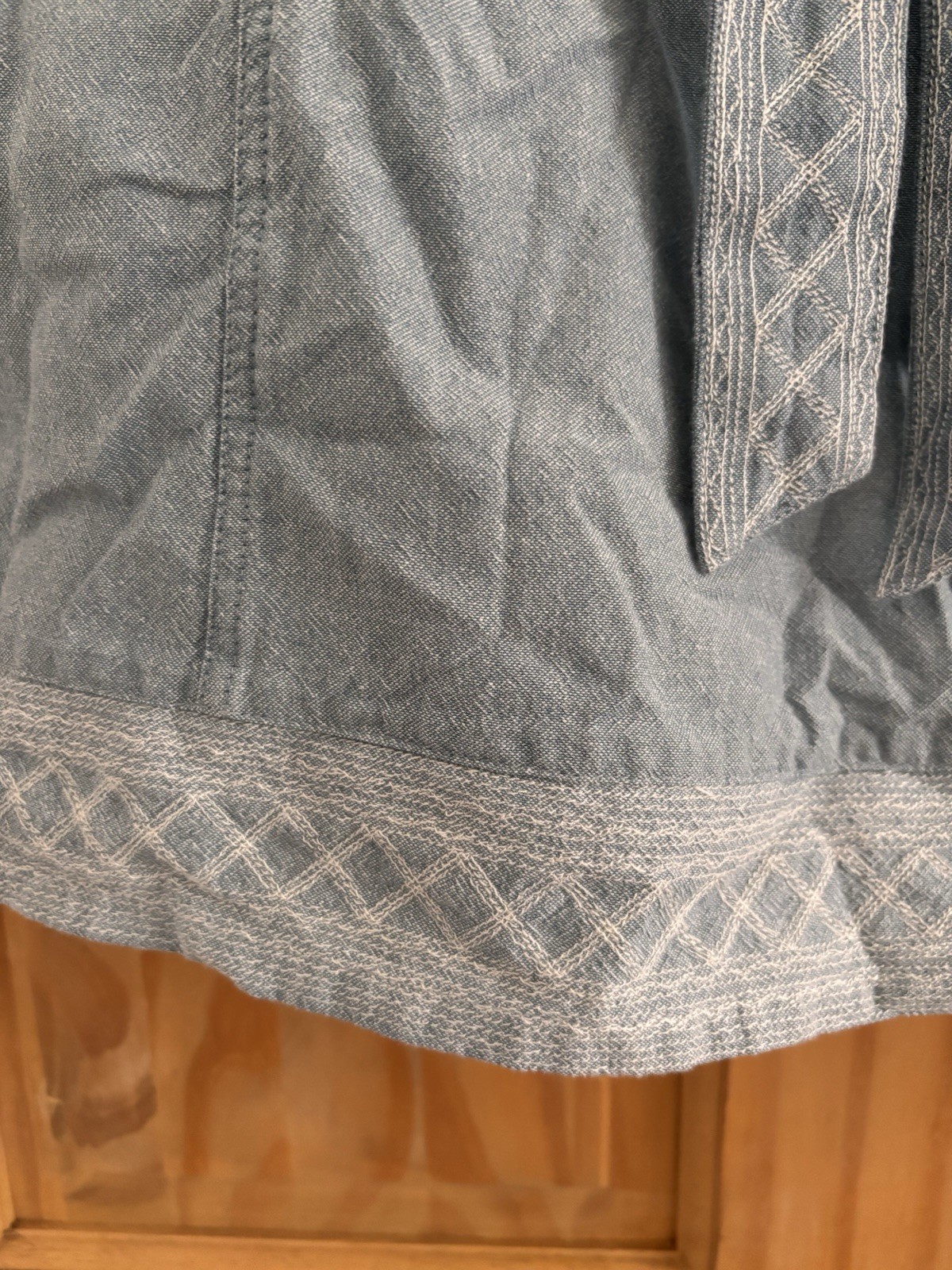 FATFACE Blue Midi A-Line Skirt UK Size 12 ~ 100% Cotton Embroidered Fat Face