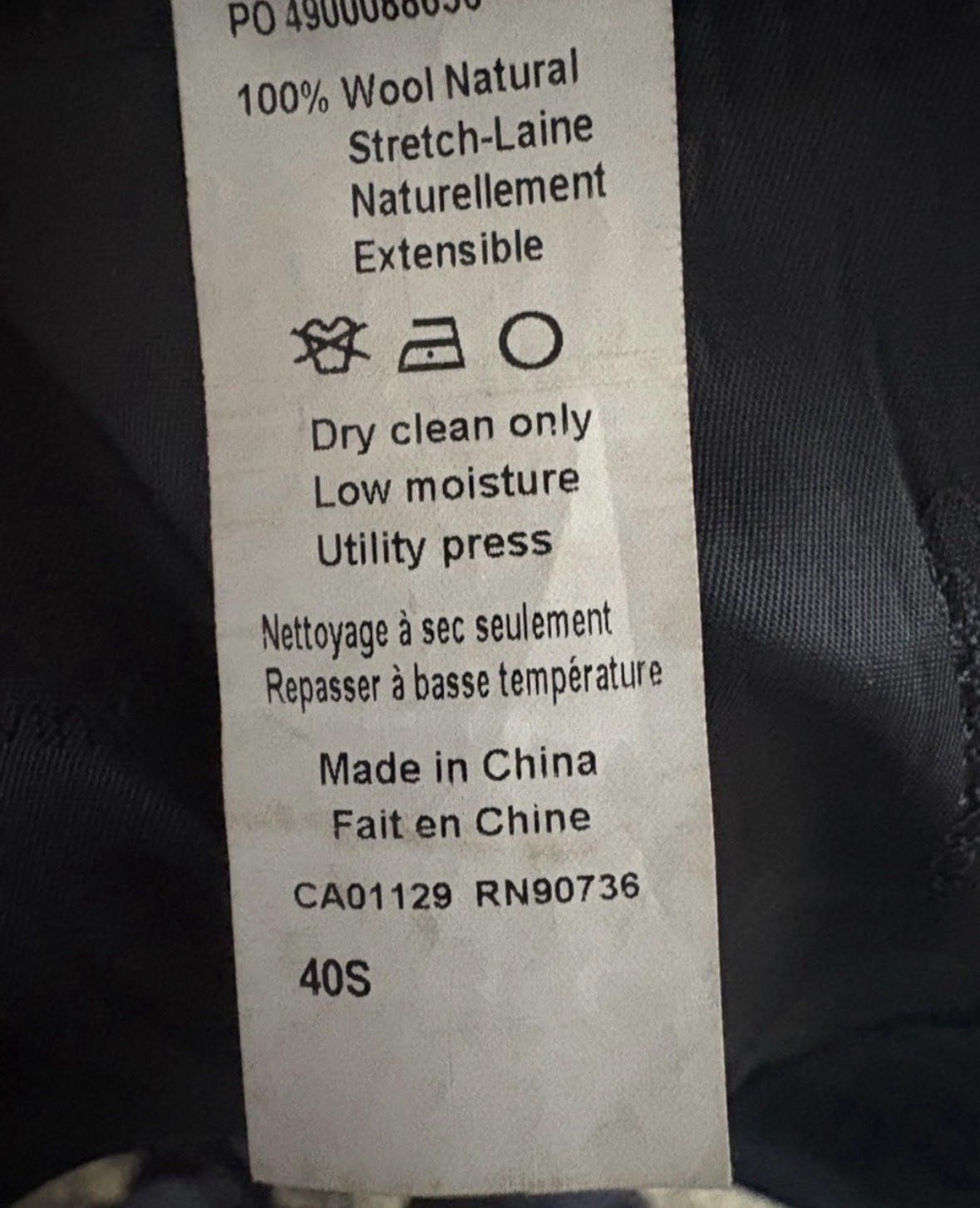 Calvin Klein Men’s Blue 2-Piece Wool Stretch Slim Fit Suit 40S Flat Front