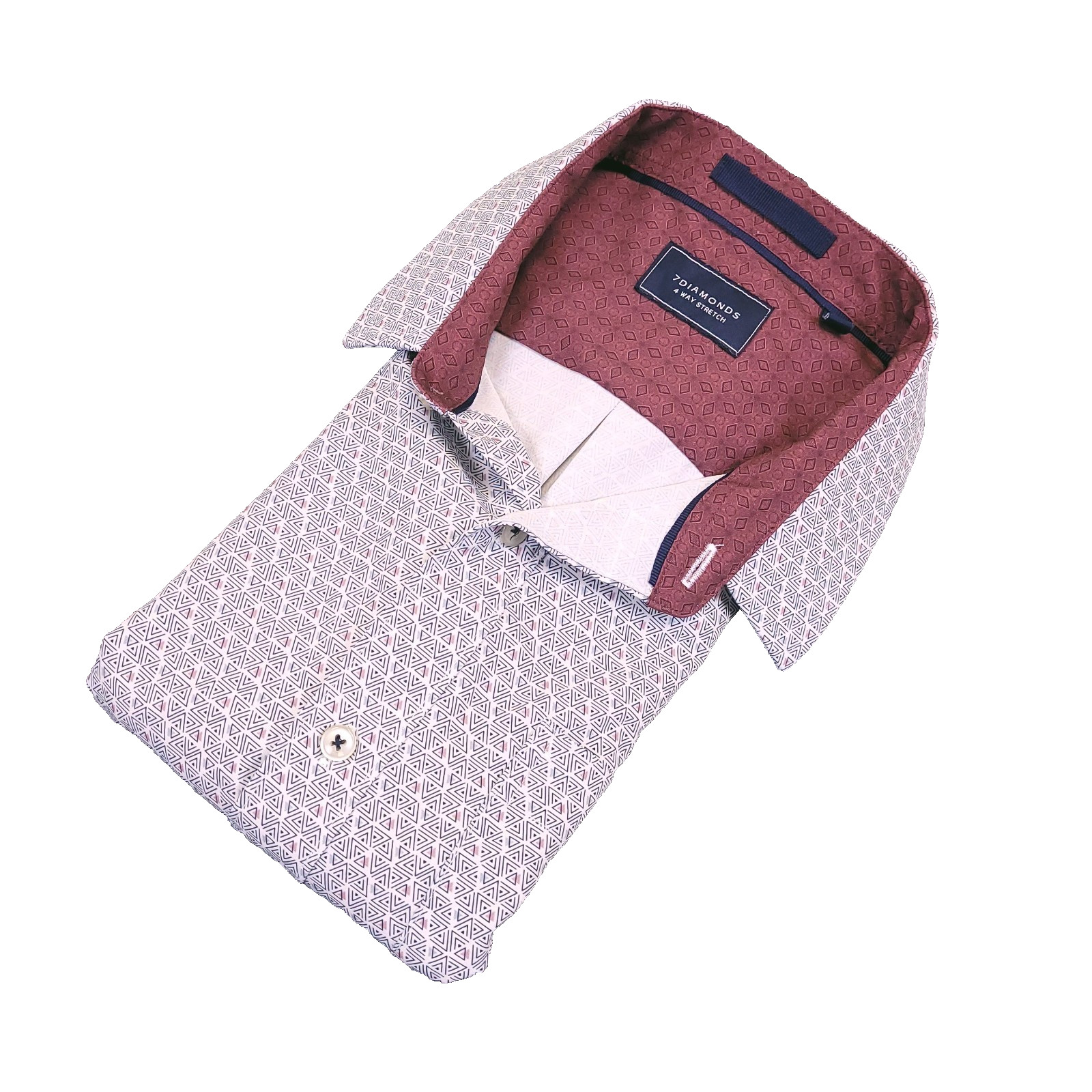 7d 7 Diamonds Shirt Men Small Button Up Geometric 4 Way Stretch Trim Contrast