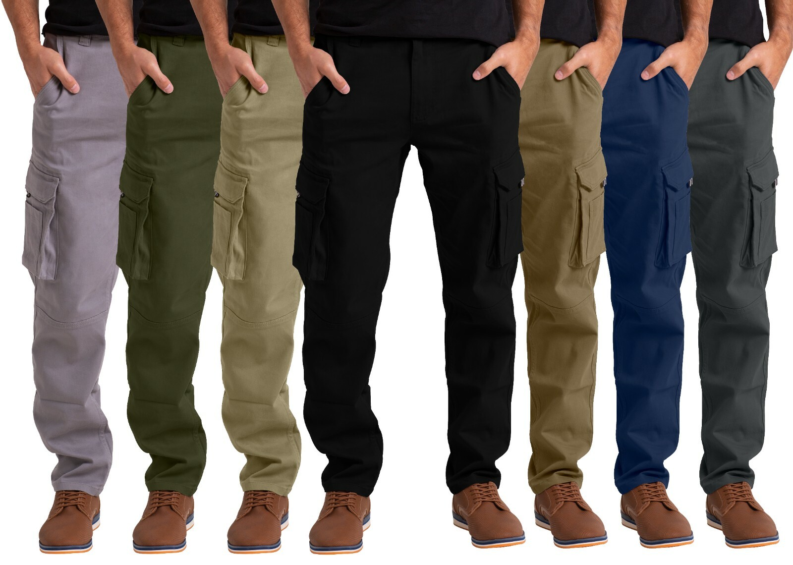 Men’s Flex Cargo Trousers Heavy Duty Stretch Casual Pants