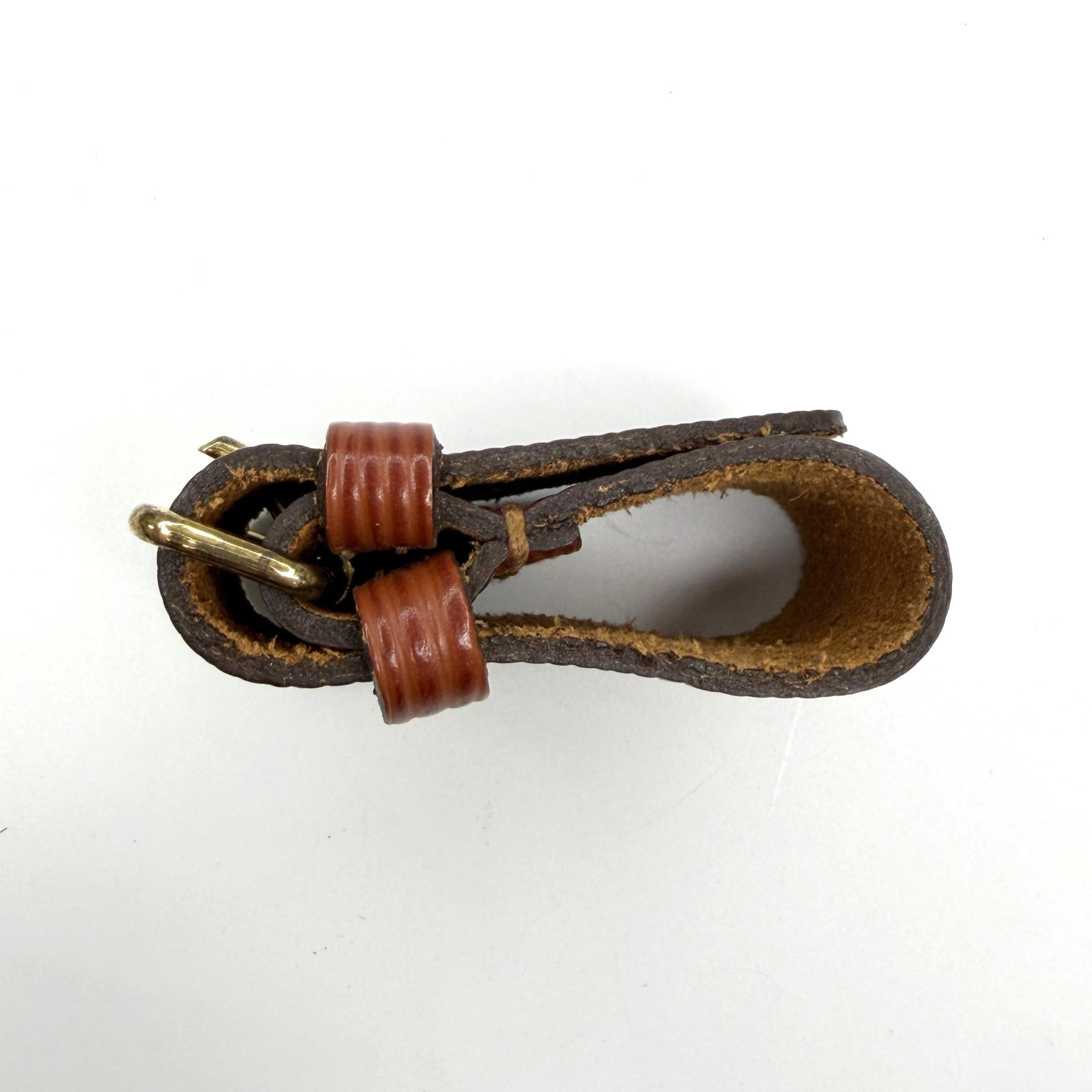 Authent Louis Vuitton Epi Brown Leather Luggage Name Tag & Poignet Used Japan