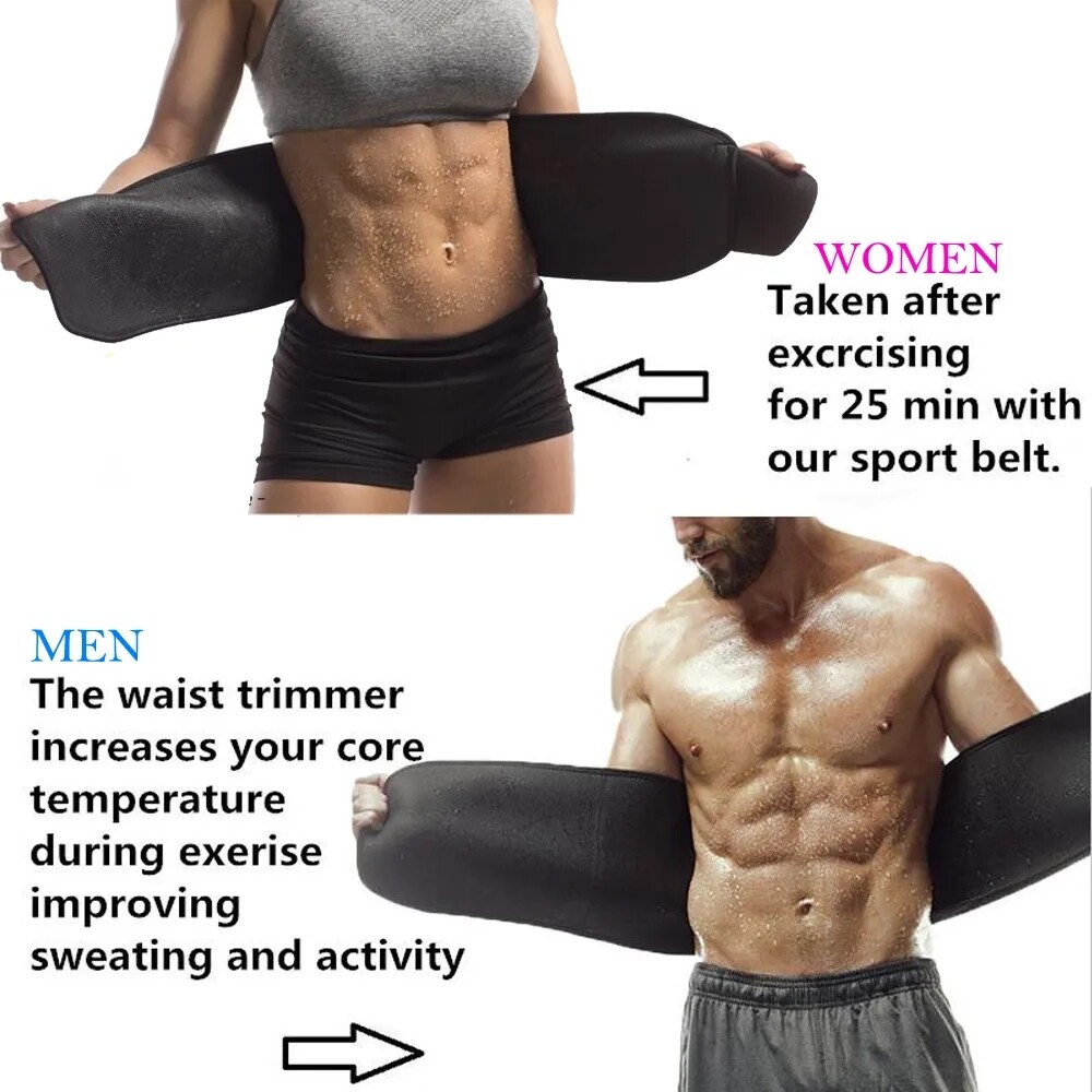 Men&Women Waist Trimmer Belt Burn Fat Sweat Body Shaper Weight Loss Girdle Gym