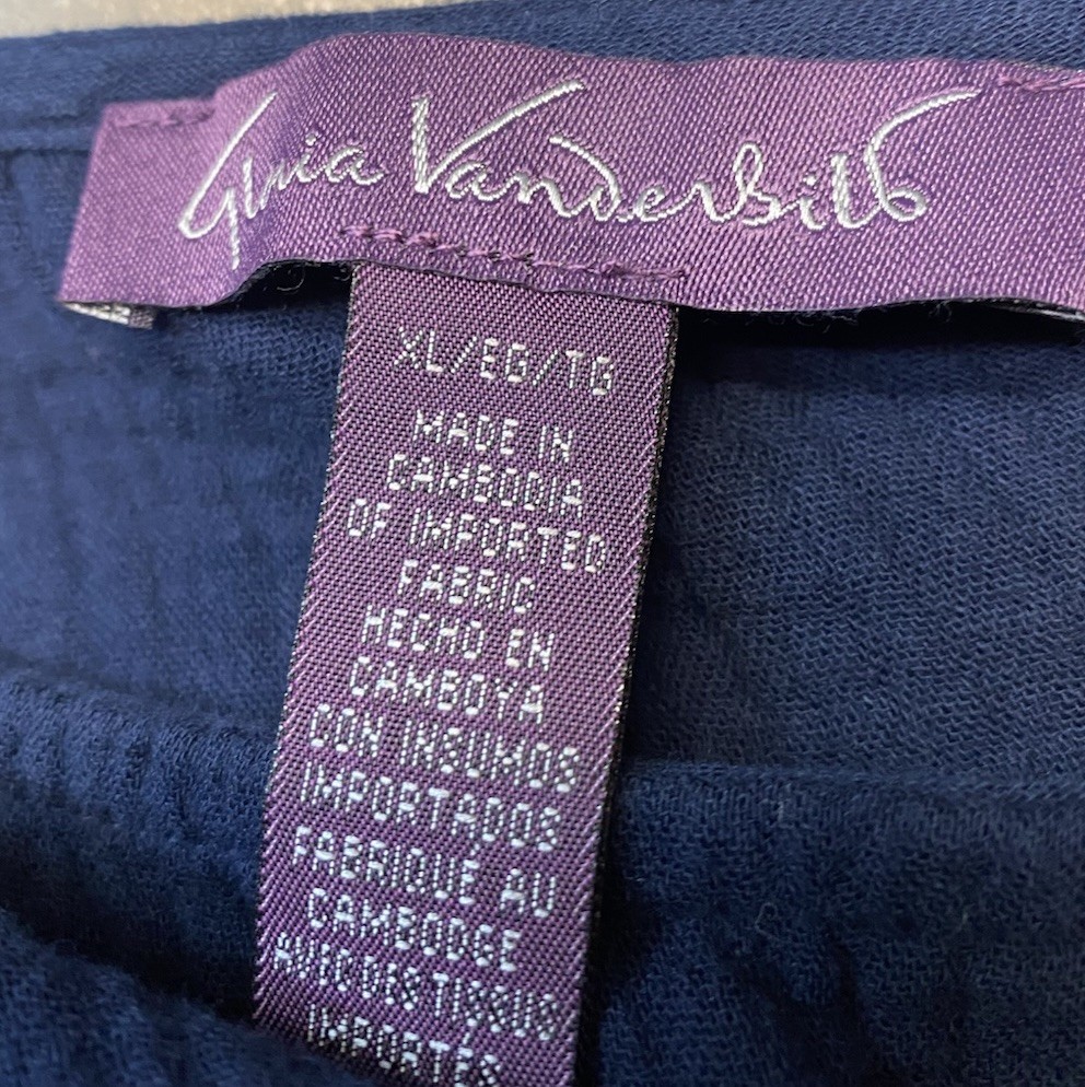 NWT SIZE XL Gloria Vanderbilt Women’s Cotton Gauze Pullover Short Sleeve Top