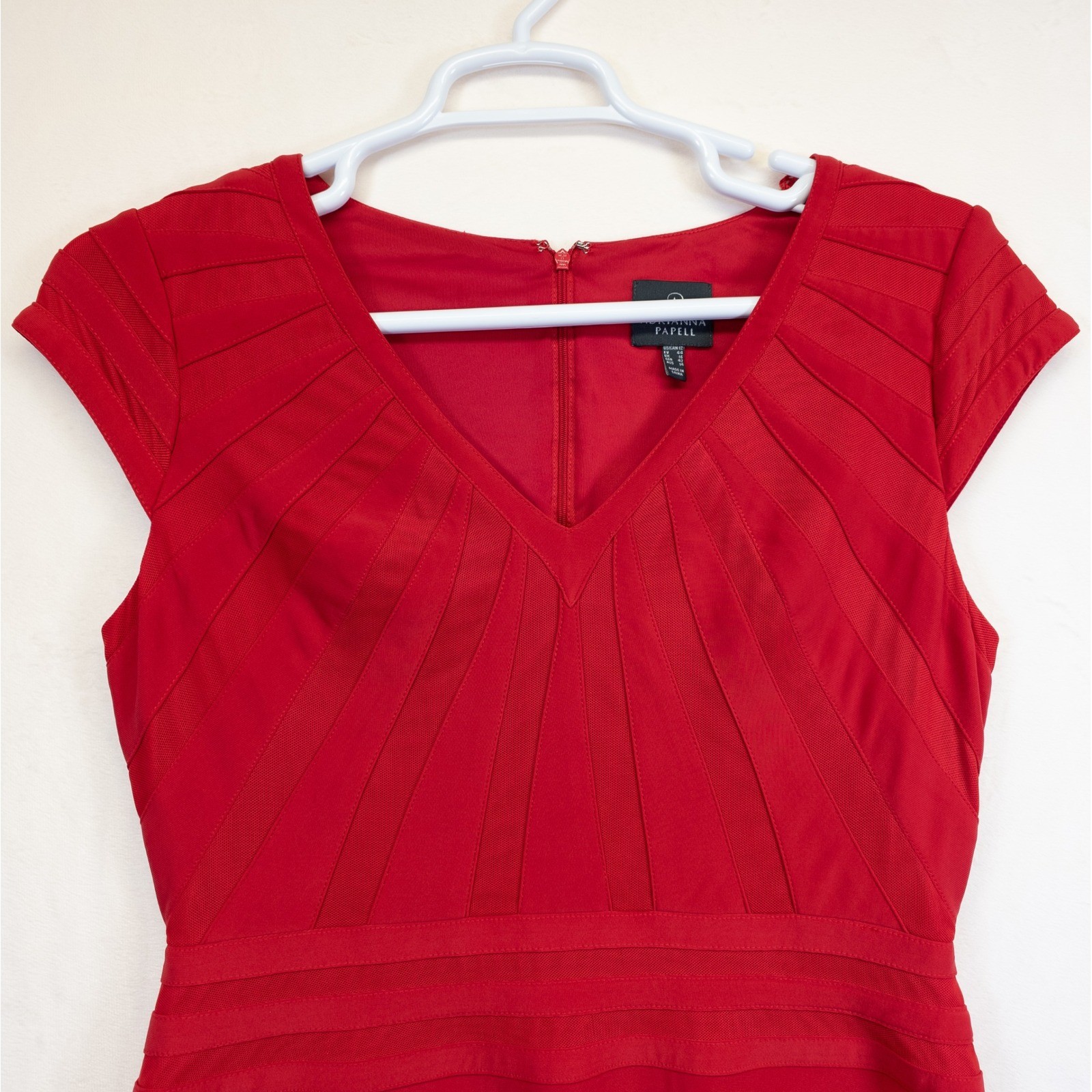 Adrianna Papell Dress Womens 12 Red Fit Flare Classic Romantic Chic Minimalist