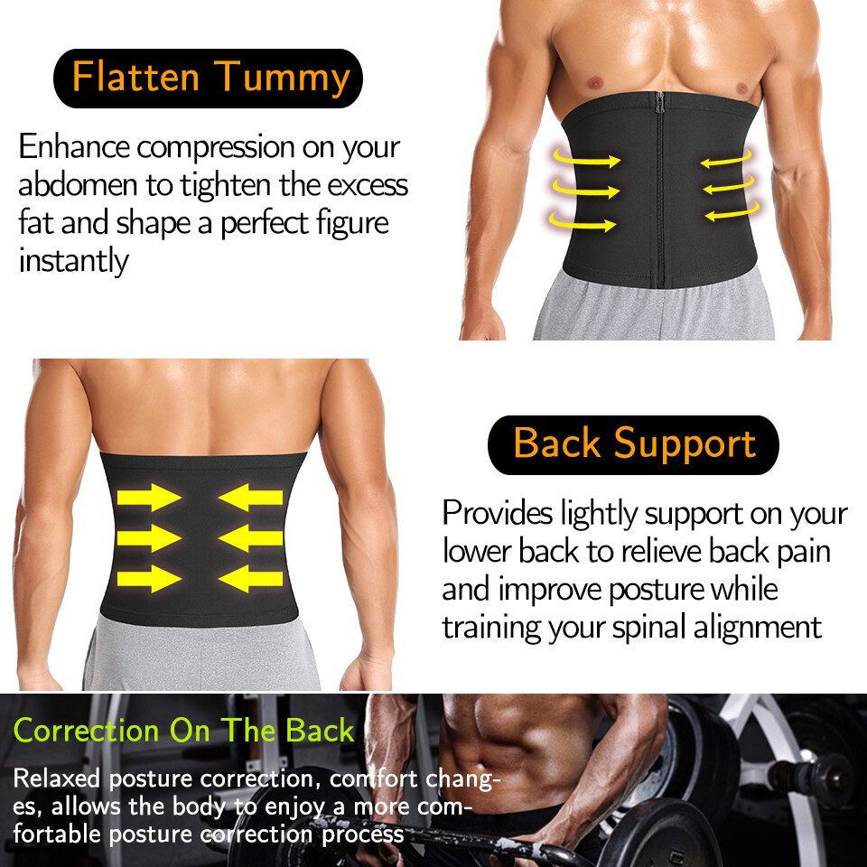 Mens Waist Trainer Abdomen Reducer Sauna Body Shaper Sweat Trimmer Belly Belt