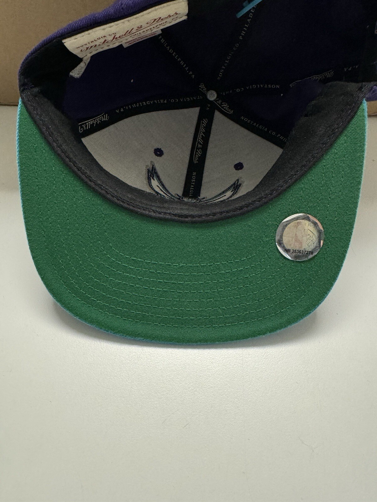 Charlotte Hornets NBA 2 Tone Team Logo Snapback Hat Mitchell & Ness EUC