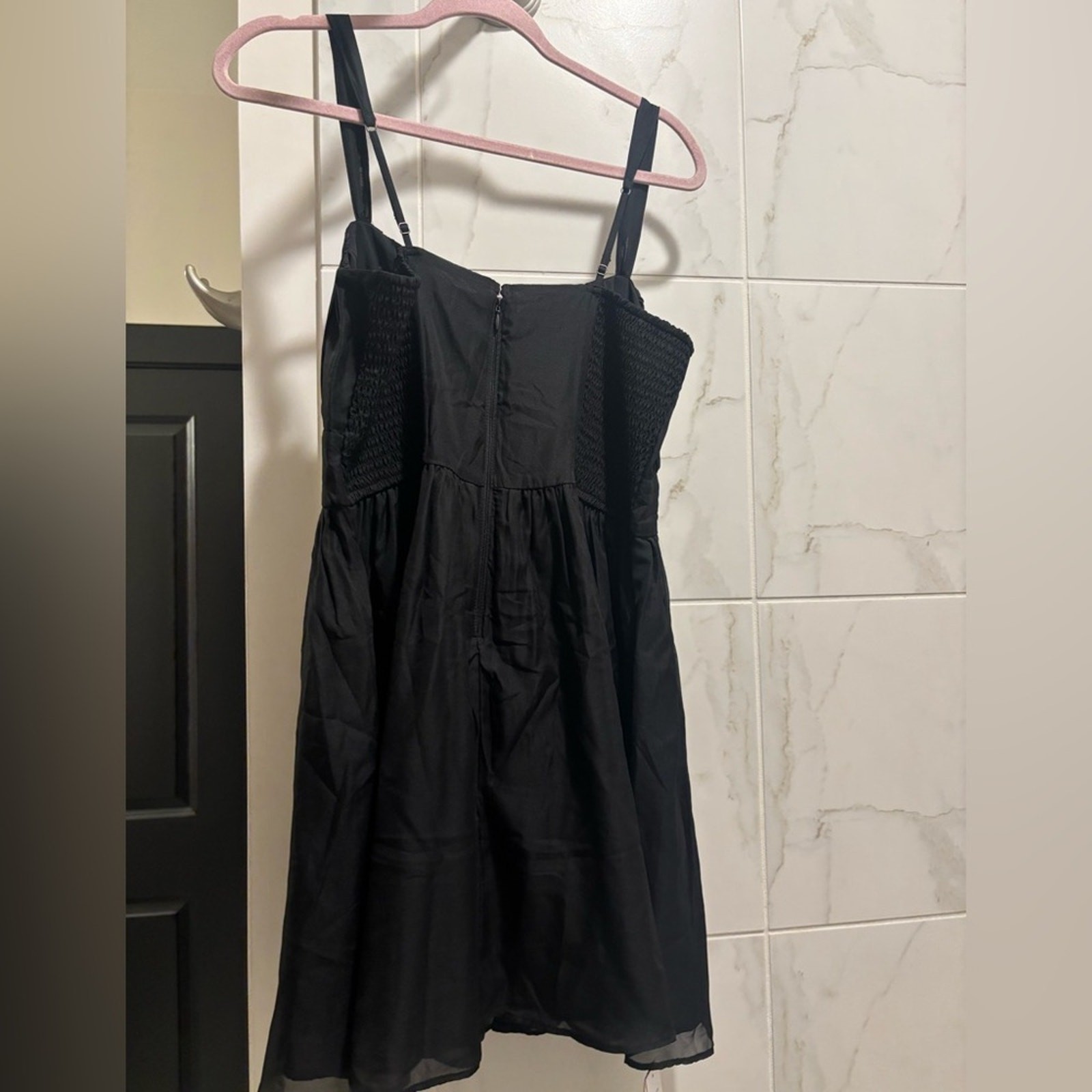 Black Abercrombie Ruched Chiffon Mini Party Dress NWT Size L Large Women’s