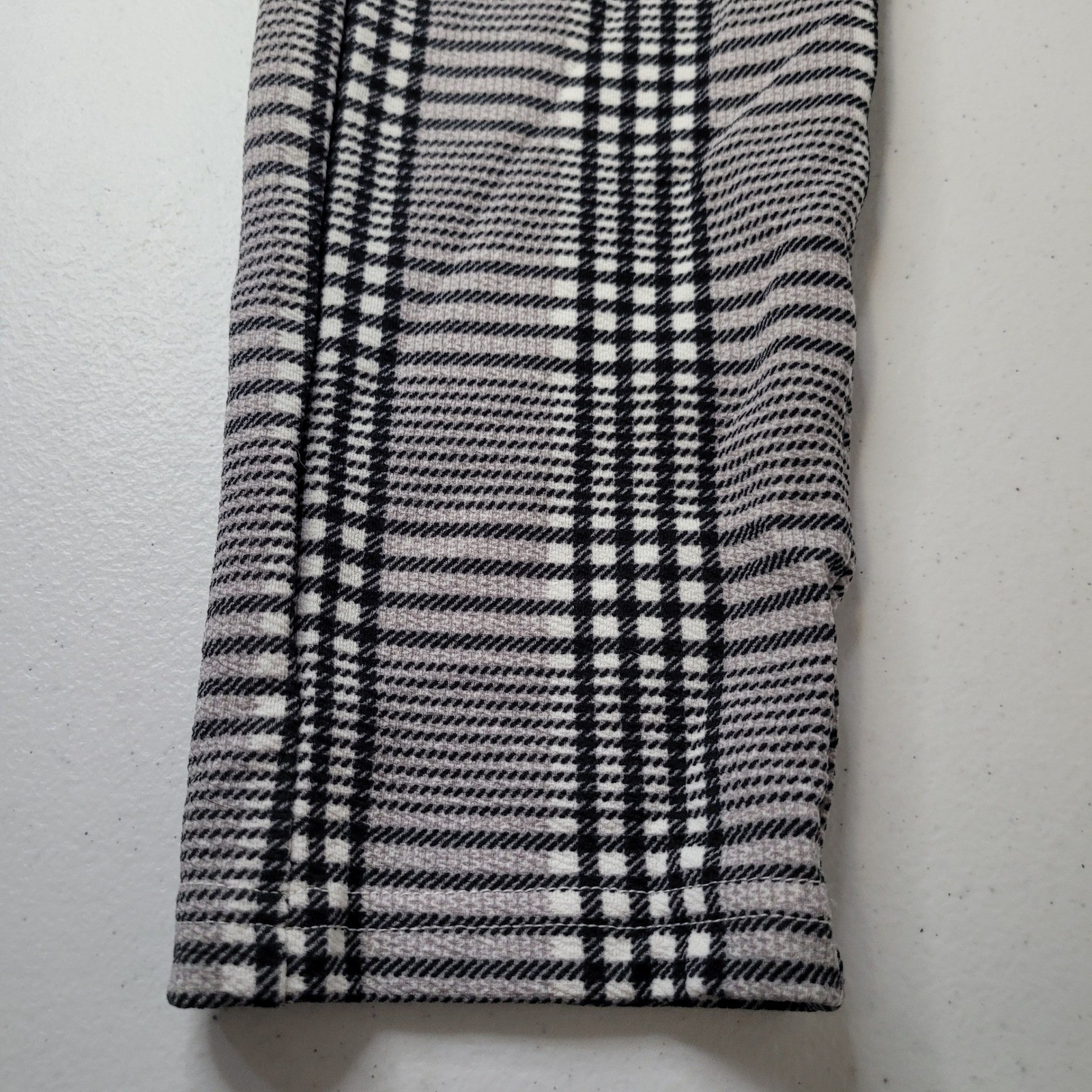 Unbranded Womens Plaid Paperbag Waist Pants Black White Checkered Belted Small