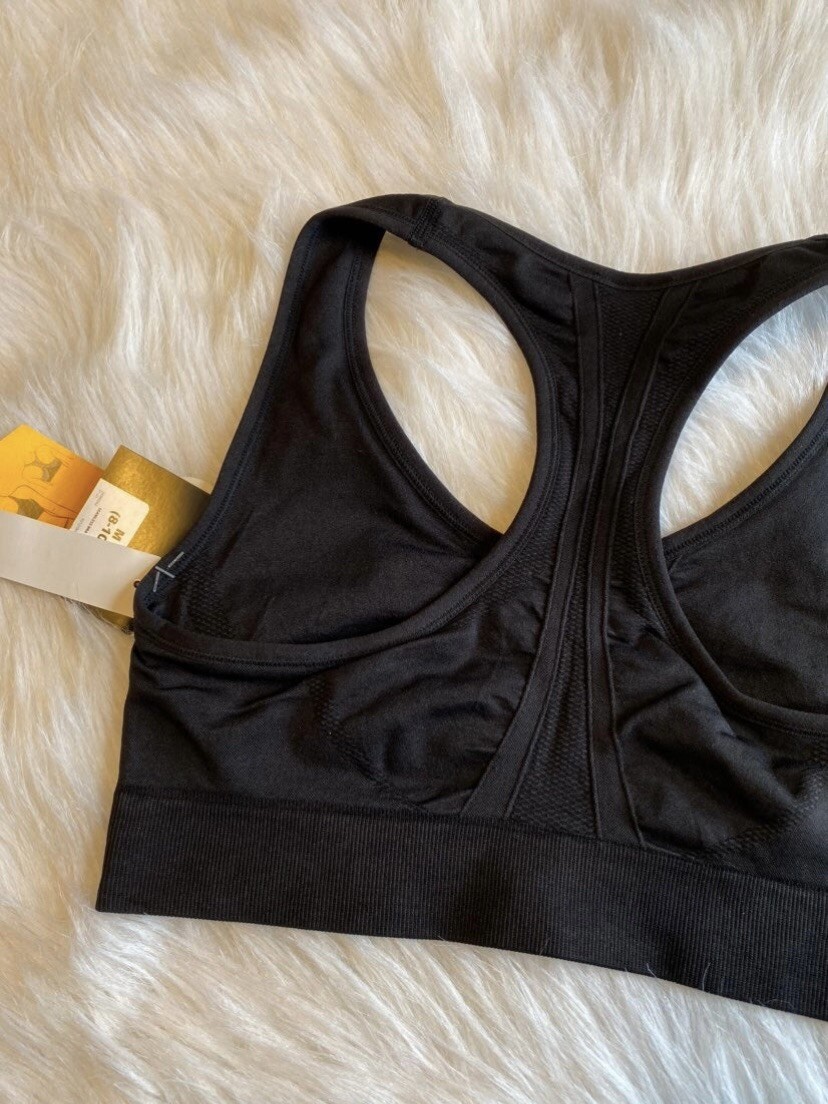 Avia Sports Racerback Sports Bra Womens Size Medium Black Reversible Seamless