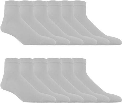 12 Pairs Men’s Plain Sports Athletic Thick Cotton Socks Ankle Low Cut Size 9-13