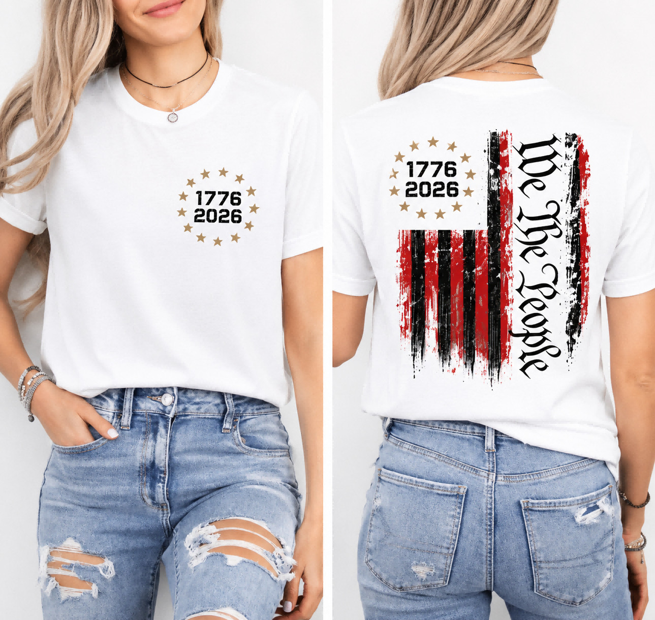 250 Anniversary USA 250th American Flag Patriotic 250 Years (Front/Back) T-Shirt