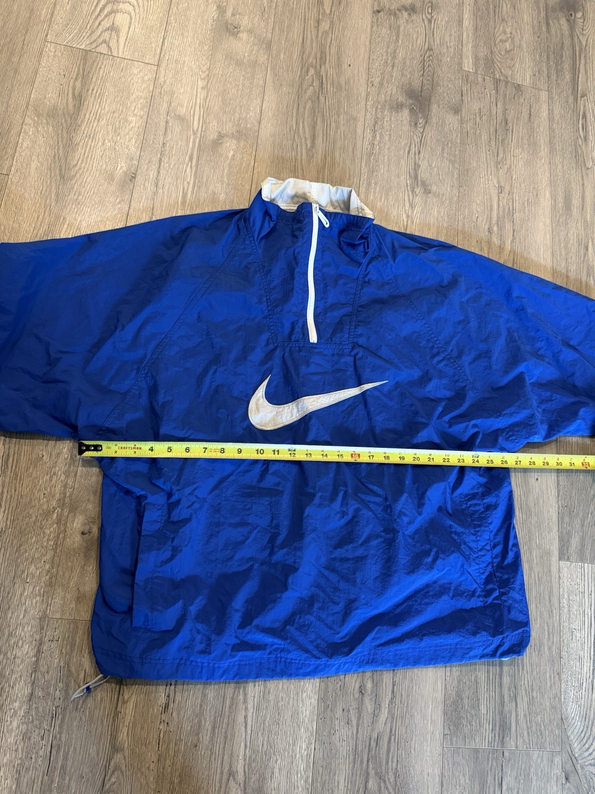 Vintage Nike Jacket Mens XL Blue White 90s Swoosh Big Logo Track Windbreaker