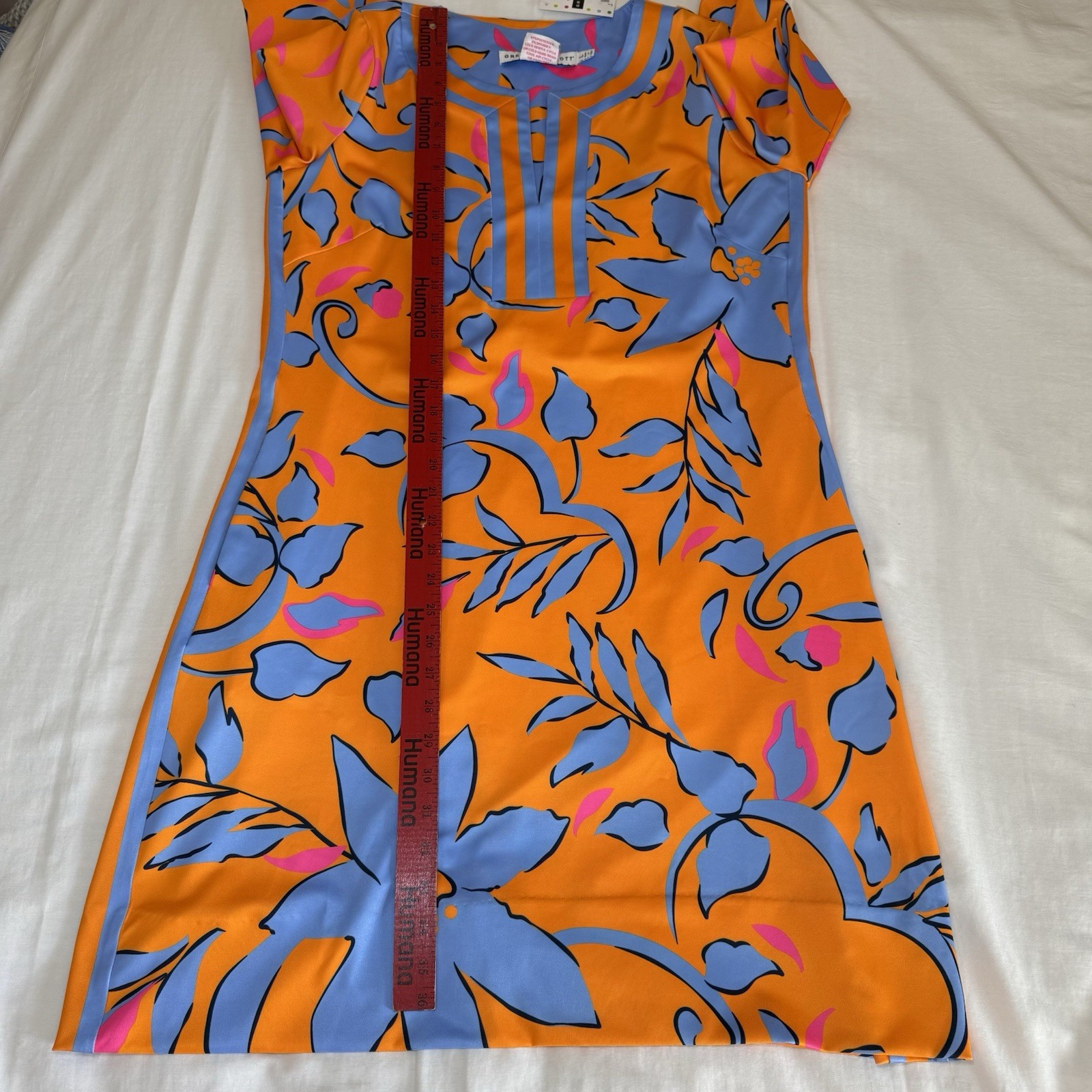New Gretchen Scott Dress Size Large Tropical Floral Split Neck Vacation Resort