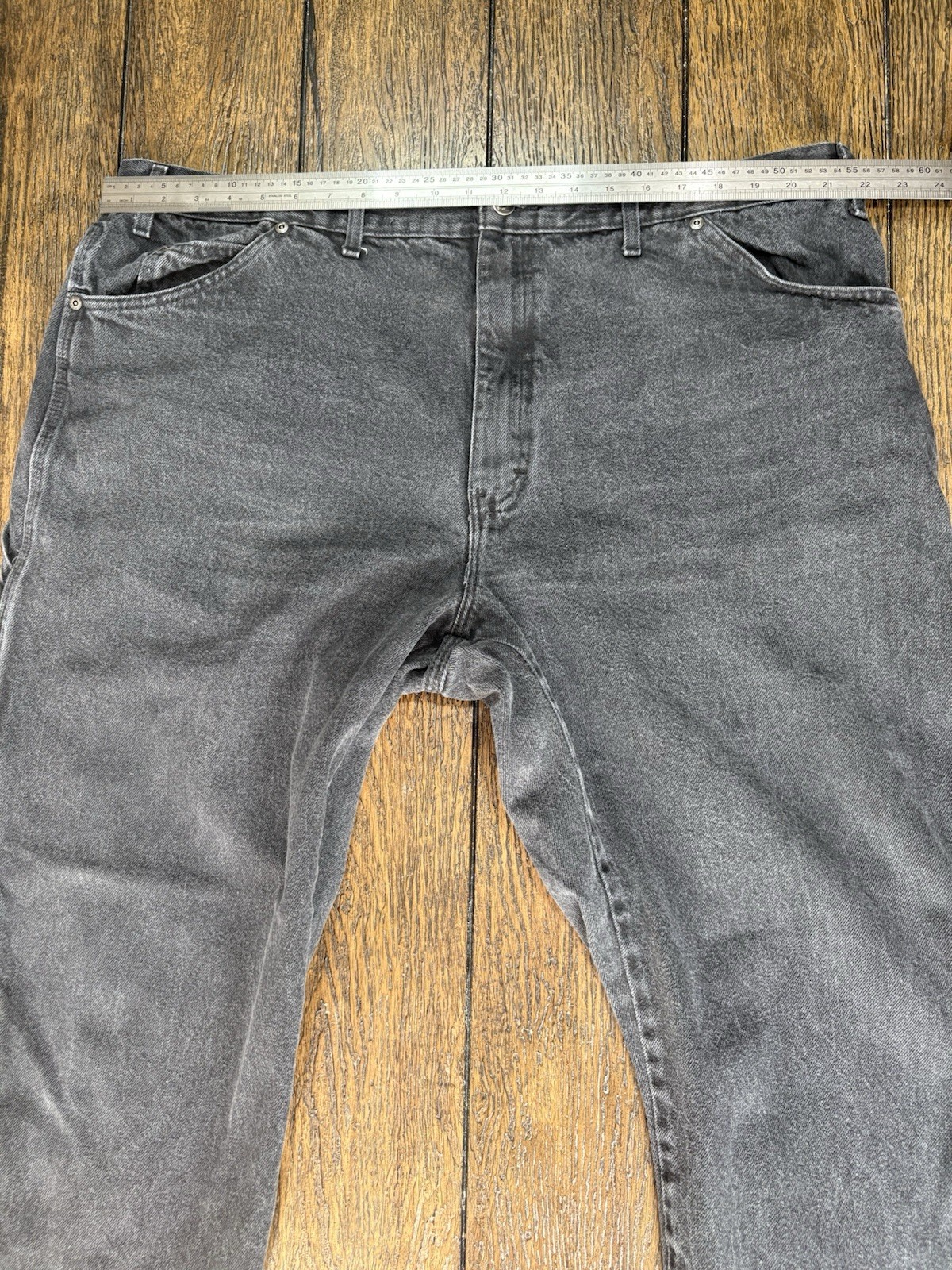 Dickies Men’s black Denim Jeans Dark Wash Relaxed Fit Straight heavy Sz 44×32