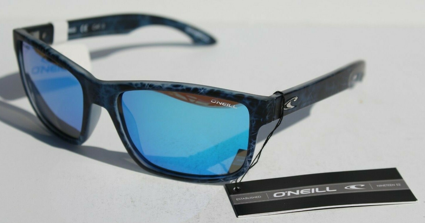O’NEILL Anso POLARIZED Sunglasses Crystal Liquid/Blue Mirror Surf/Beach NEW