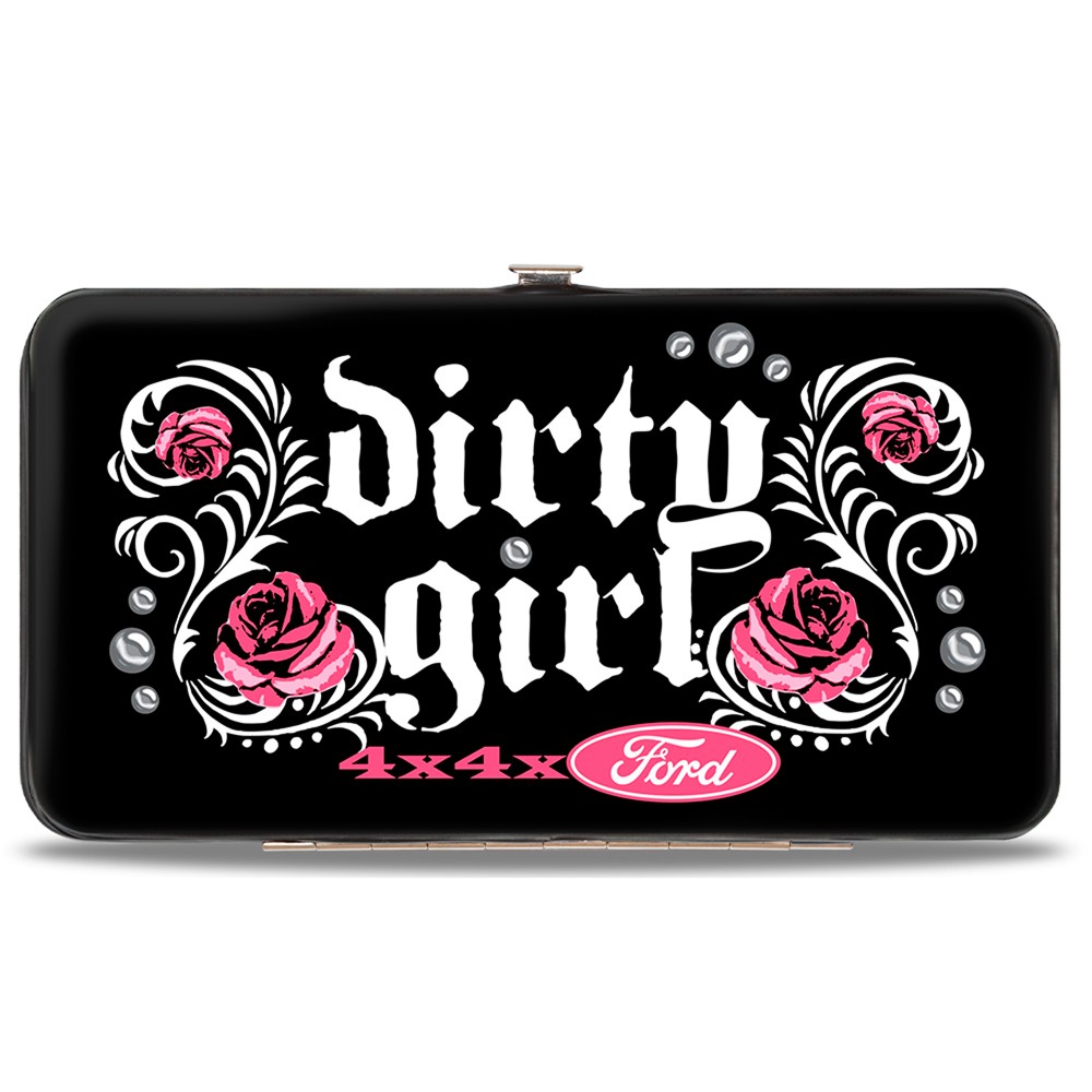 Hinged Wallet Floral DIRTY GIRL 4x4xFORD Black/White/Pink