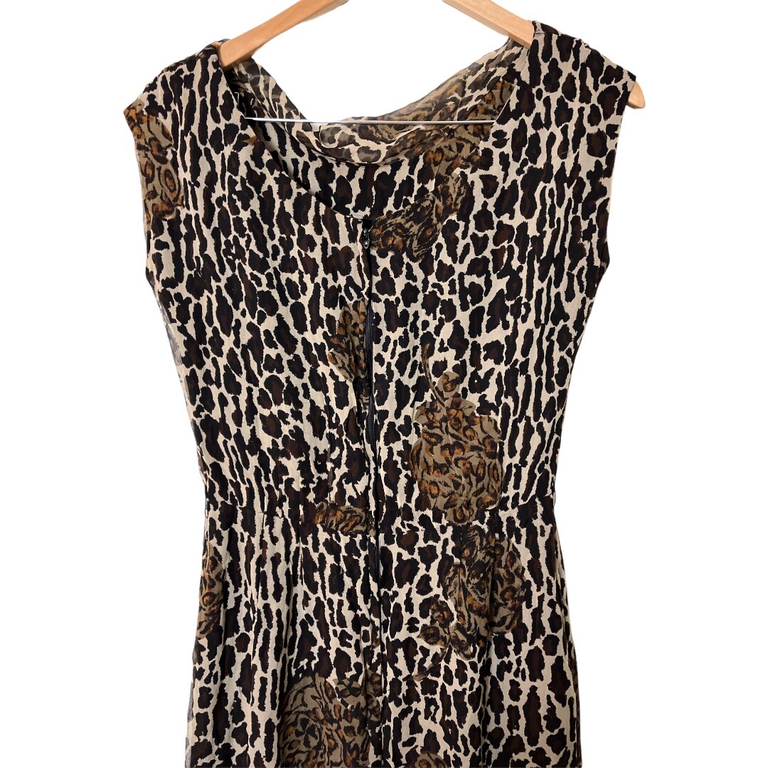 Vintage 50s Marjorie Michael Bullocks Silk Animal Print Dress S